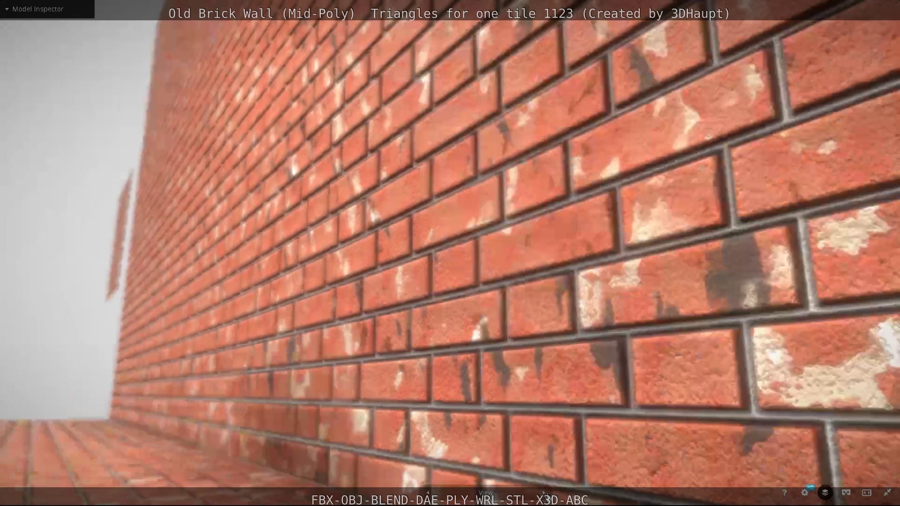 Old Brick Wall Mid-Poly Tile Low-poly 3D model_46