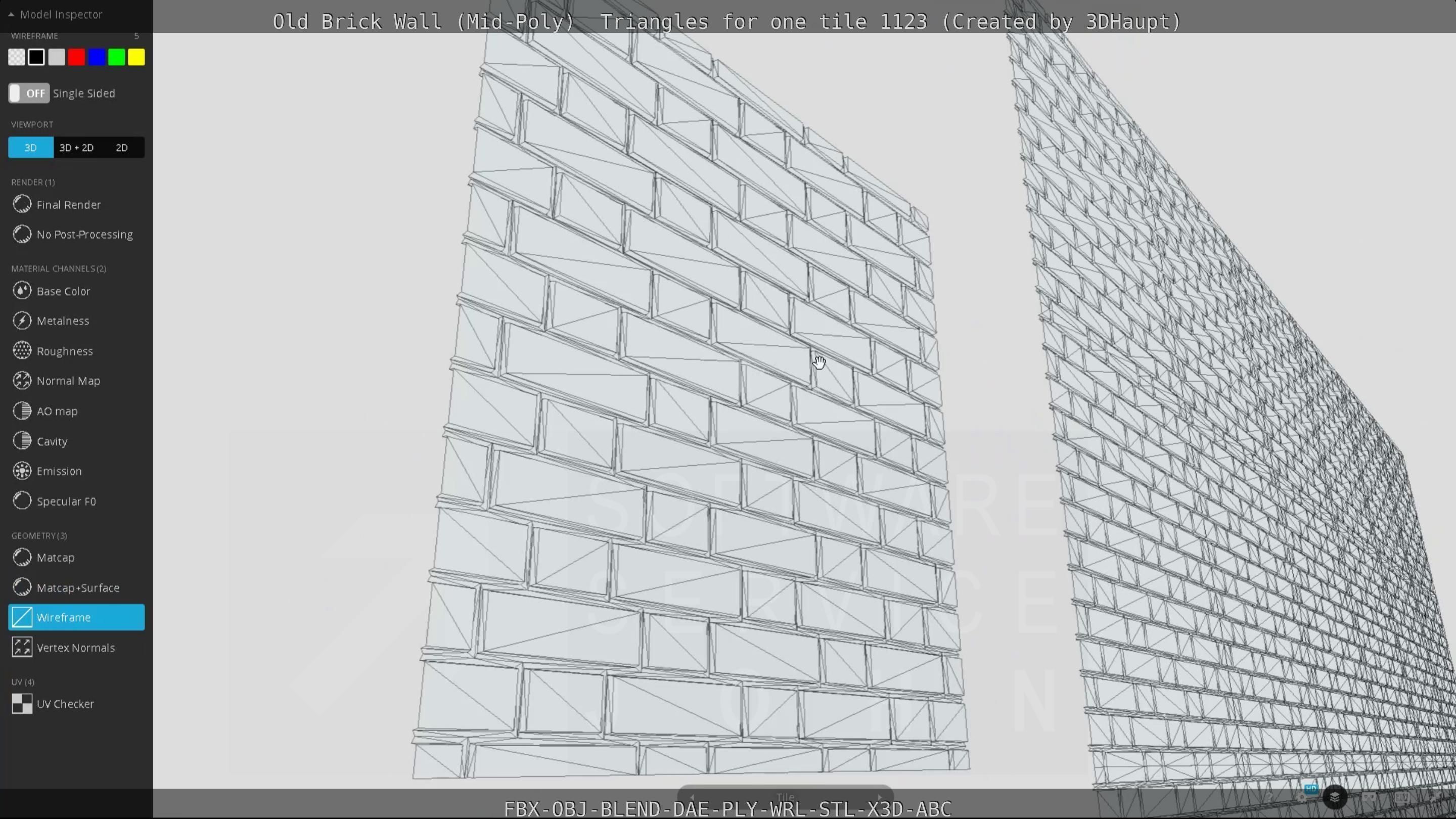 Old Brick Wall Mid-Poly Tile Low-poly 3D model_95