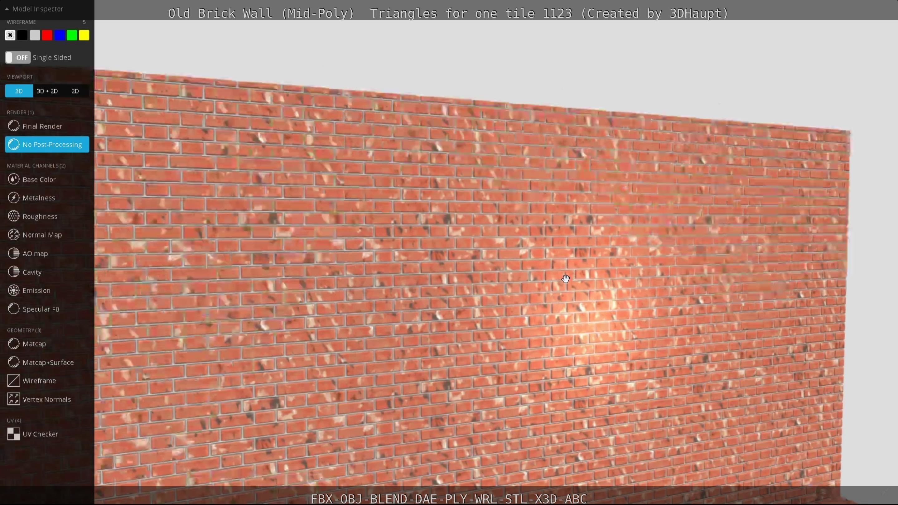 Old Brick Wall Mid-Poly Tile Low-poly 3D model_35
