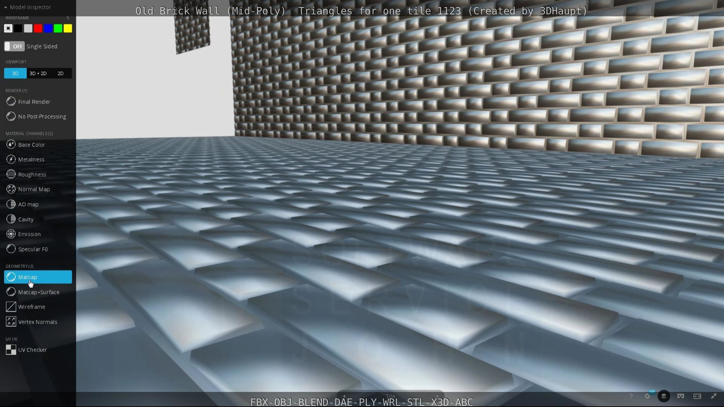 Old Brick Wall Mid-Poly Tile Low-poly 3D model_114