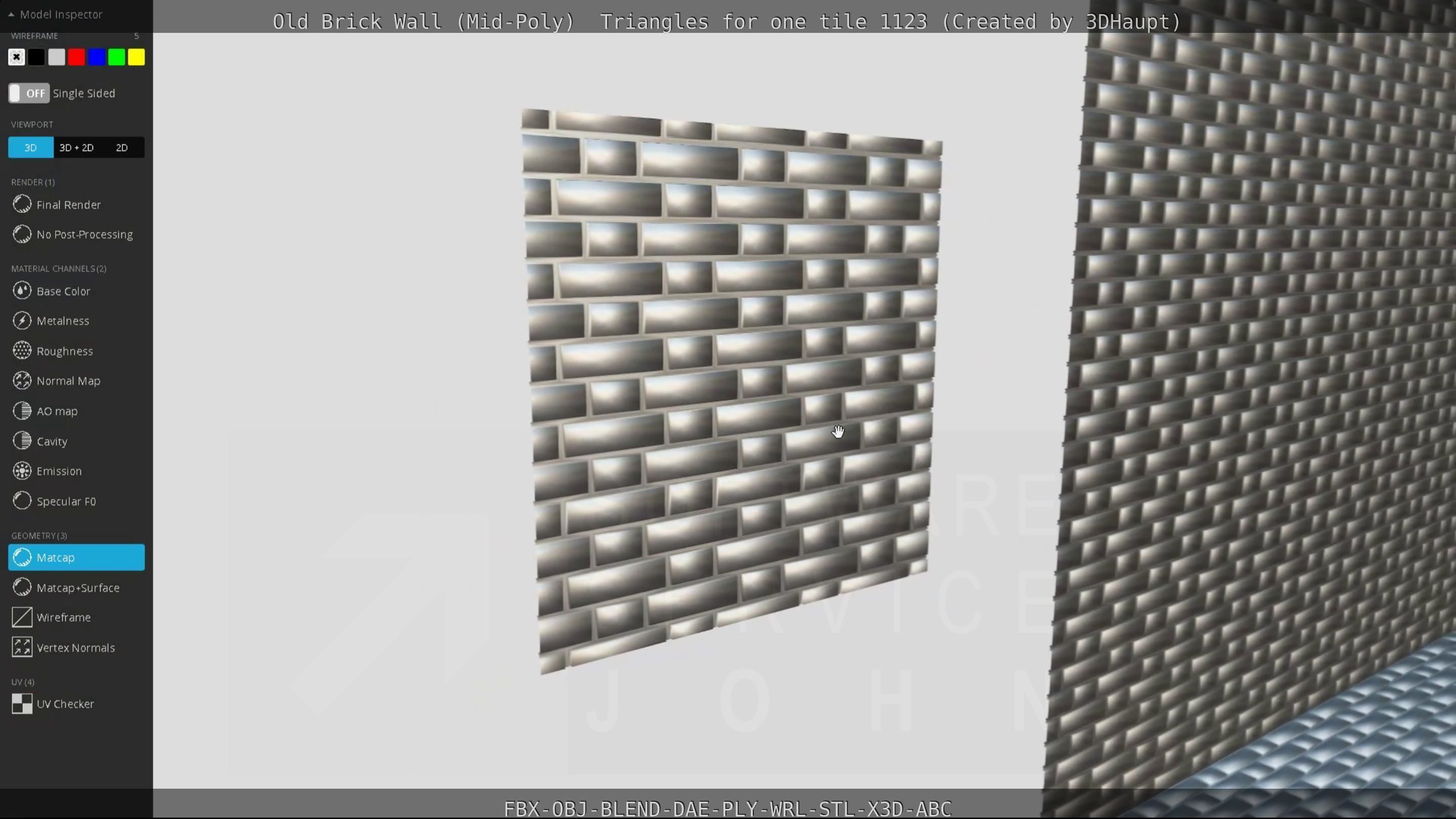 Old Brick Wall Mid-Poly Tile Low-poly 3D model_88