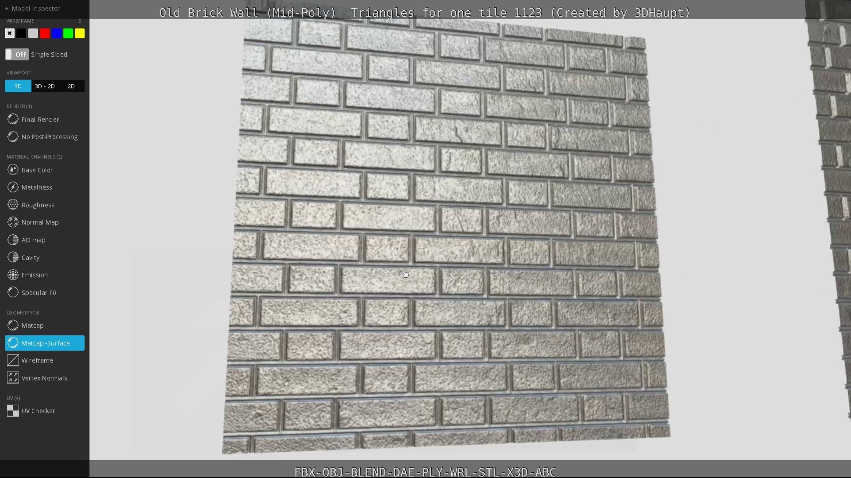 Old Brick Wall Mid-Poly Tile Low-poly 3D model_96