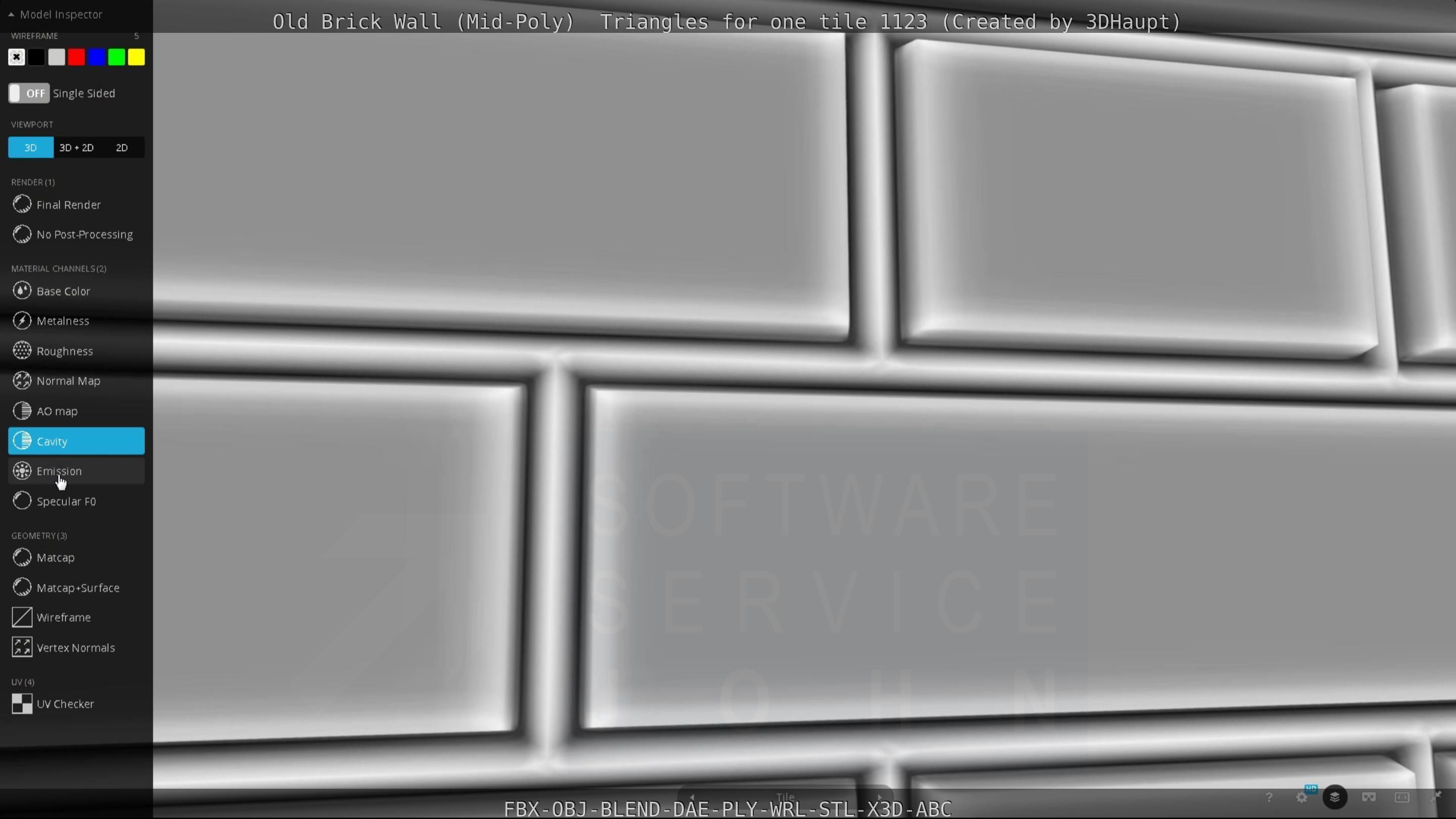 Old Brick Wall Mid-Poly Tile Low-poly 3D model_86