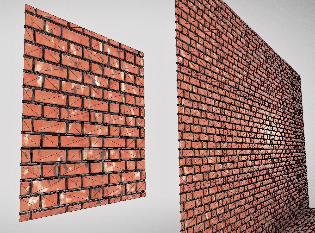 Old Brick Wall Mid-Poly Tile Low-poly 3D model_4