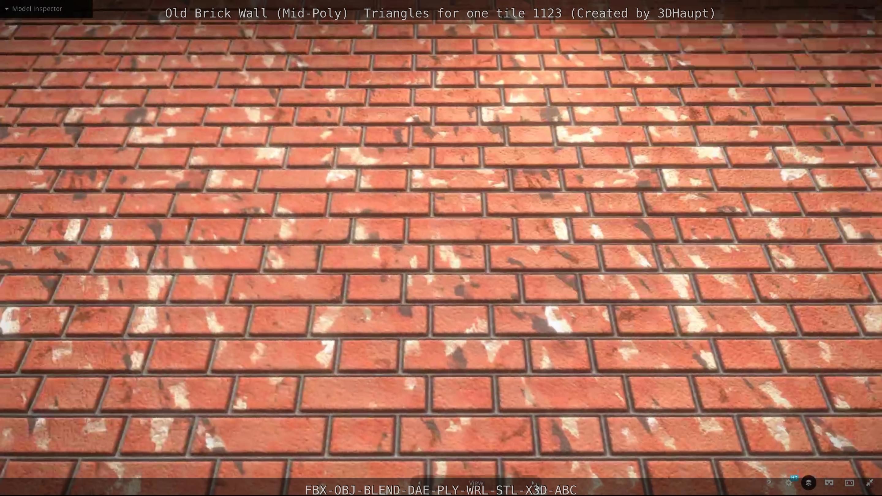 Old Brick Wall Mid-Poly Tile Low-poly 3D model_16