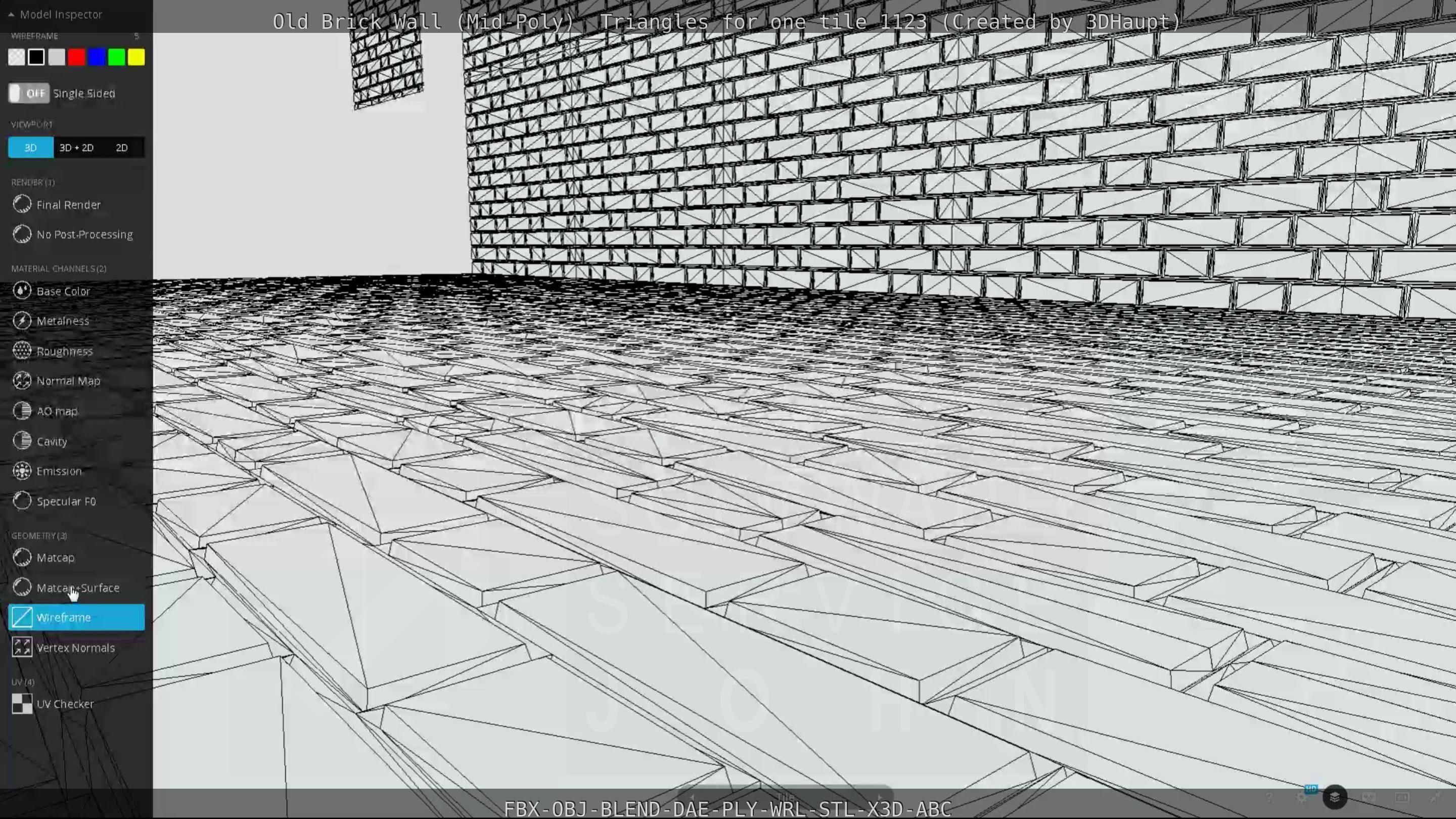 Old Brick Wall Mid-Poly Tile Low-poly 3D model_125