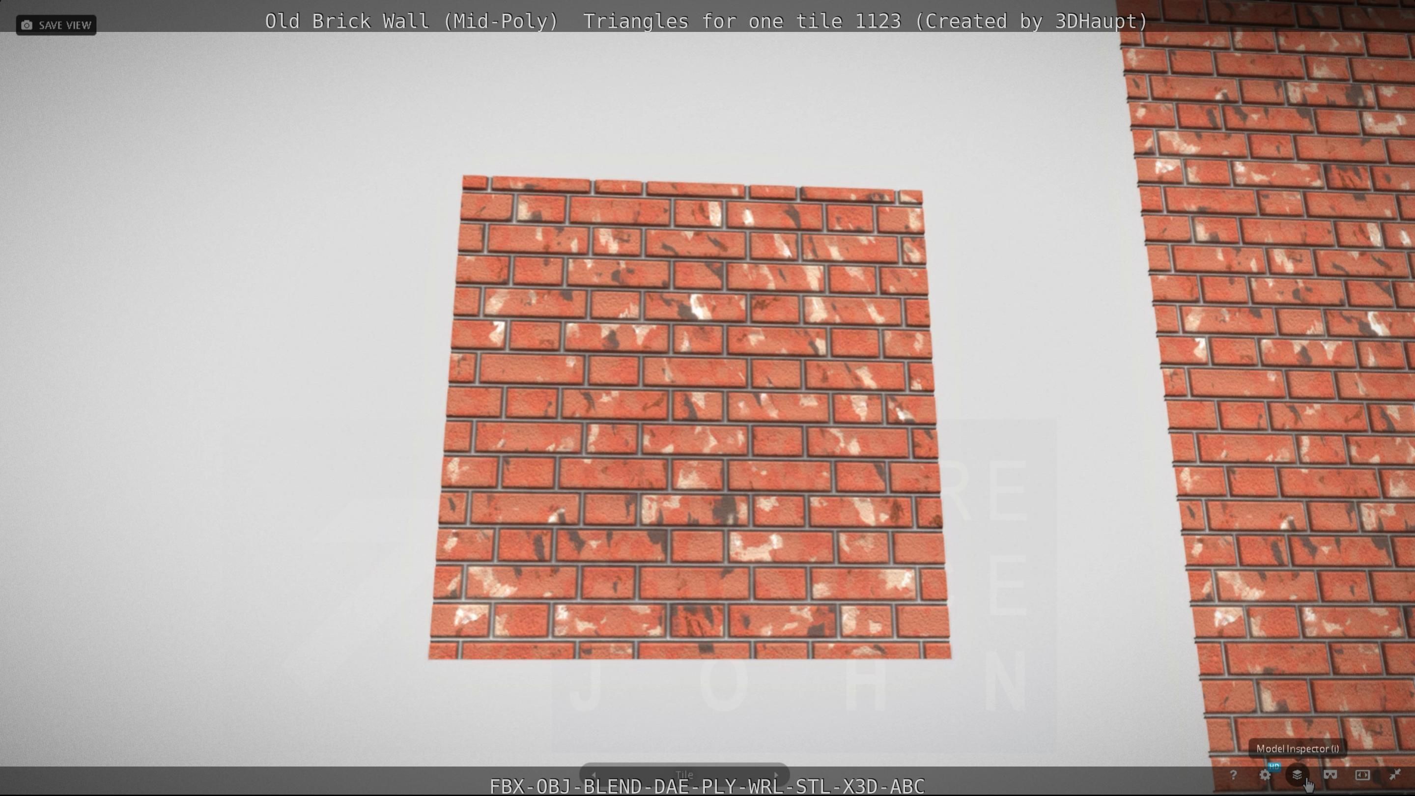 Old Brick Wall Mid-Poly Tile Low-poly 3D model_59