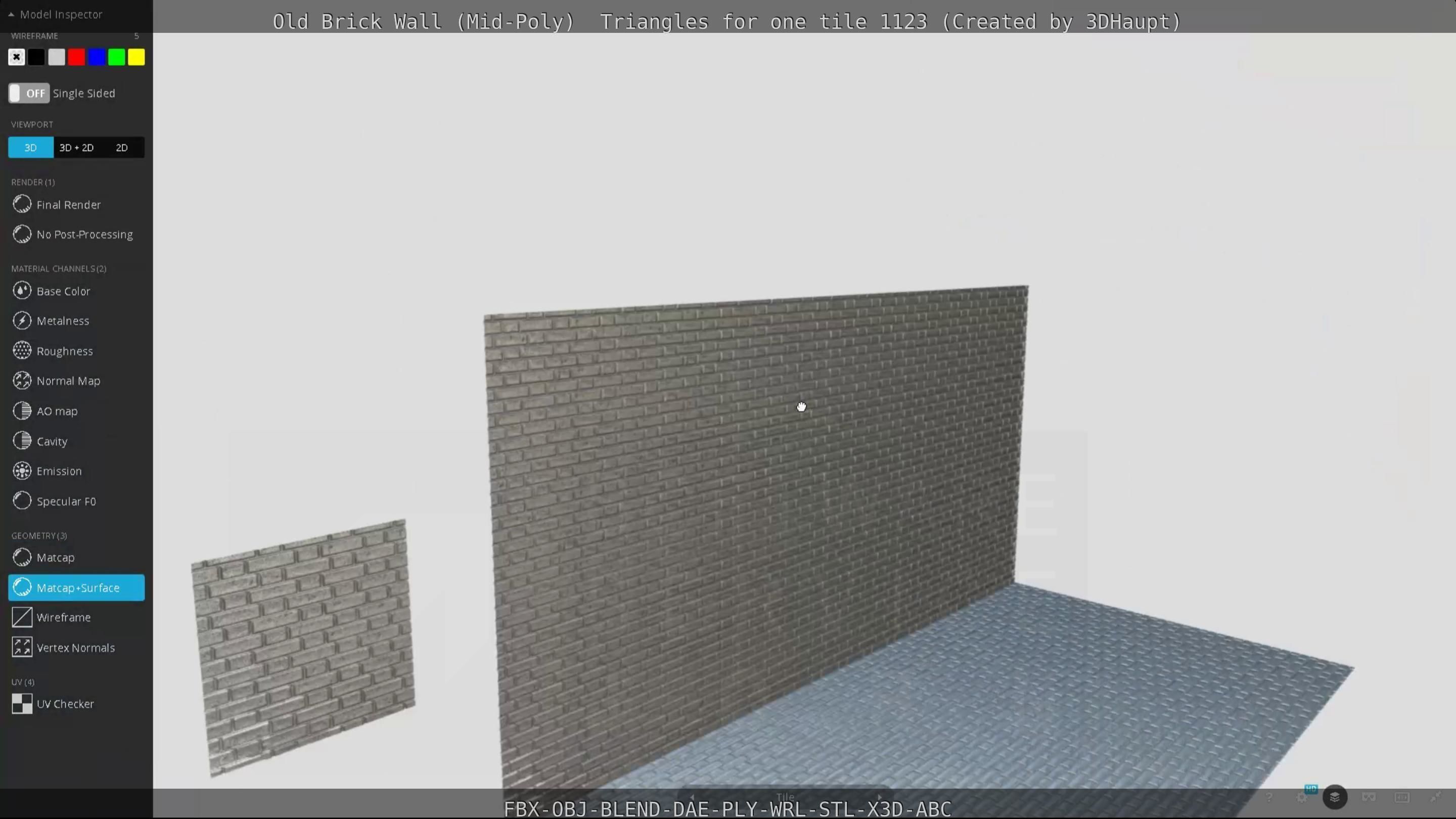 Old Brick Wall Mid-Poly Tile Low-poly 3D model_27