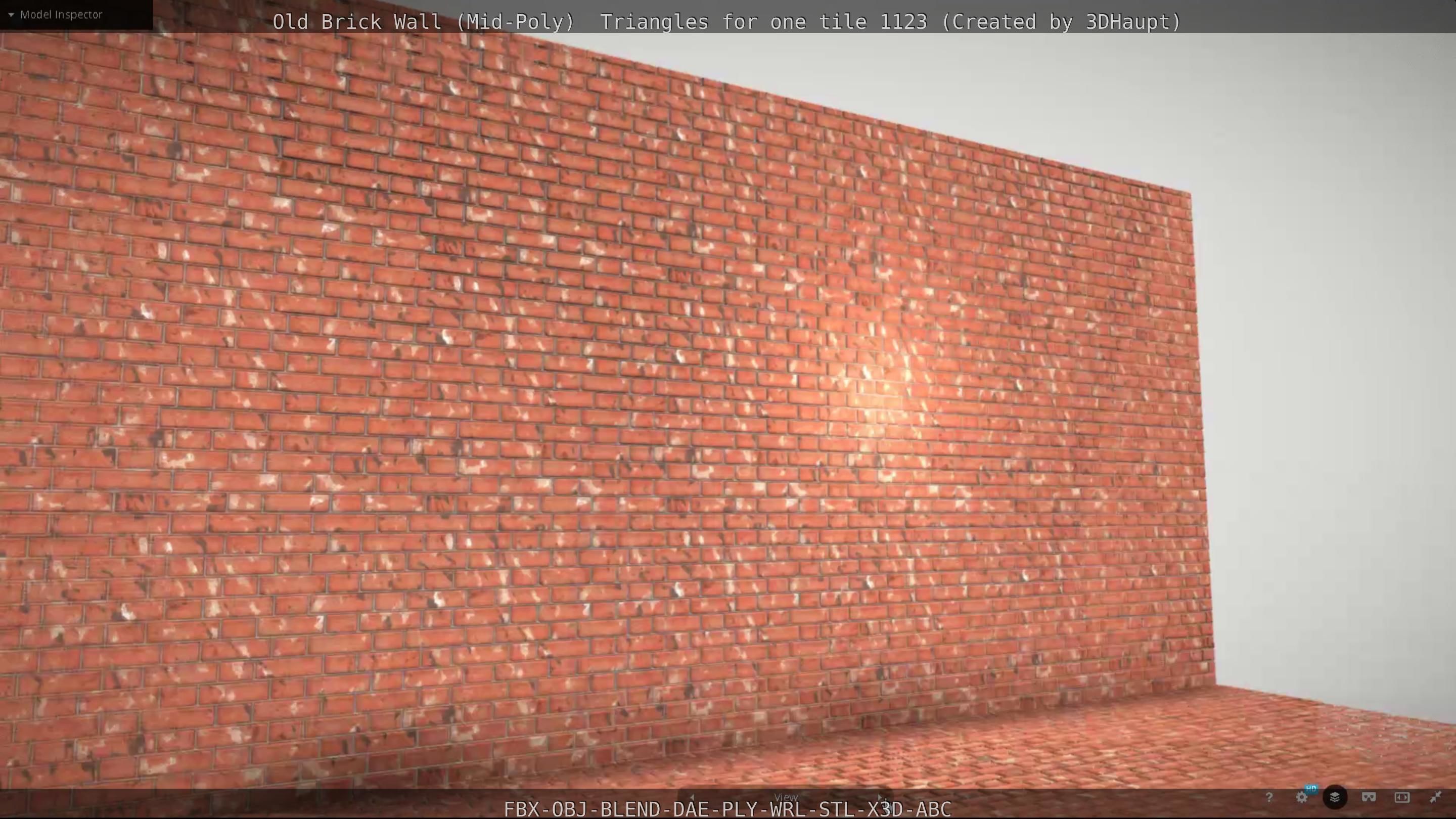 Old Brick Wall Mid-Poly Tile Low-poly 3D model_22