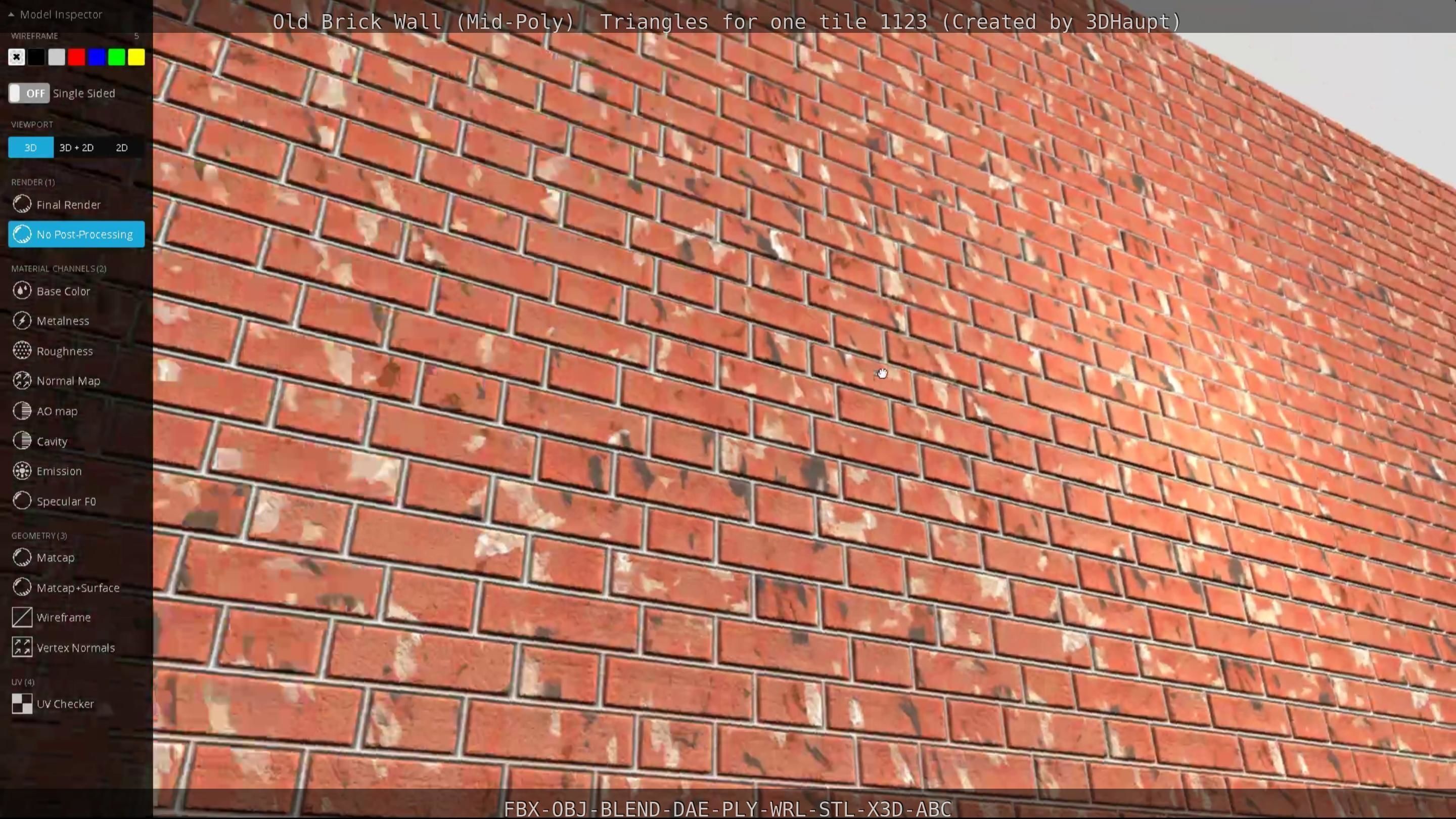 Old Brick Wall Mid-Poly Tile Low-poly 3D model_37