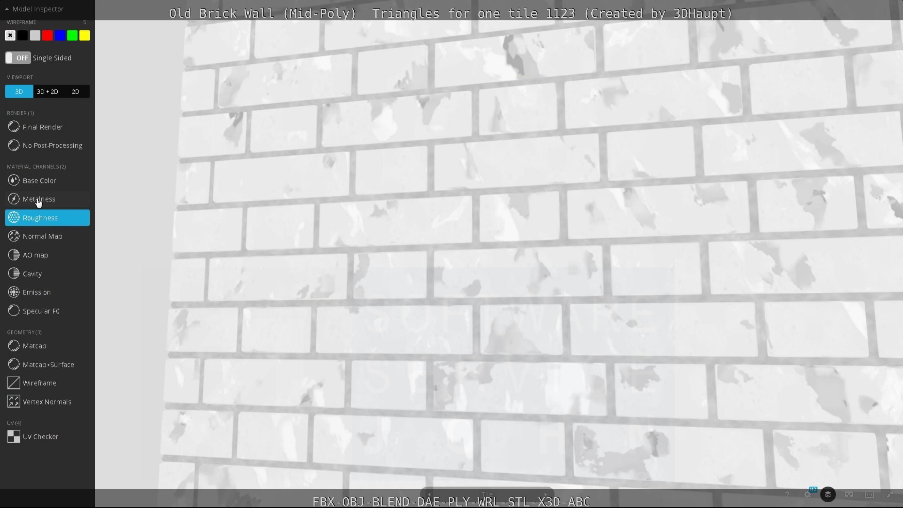 Old Brick Wall Mid-Poly Tile Low-poly 3D model_73