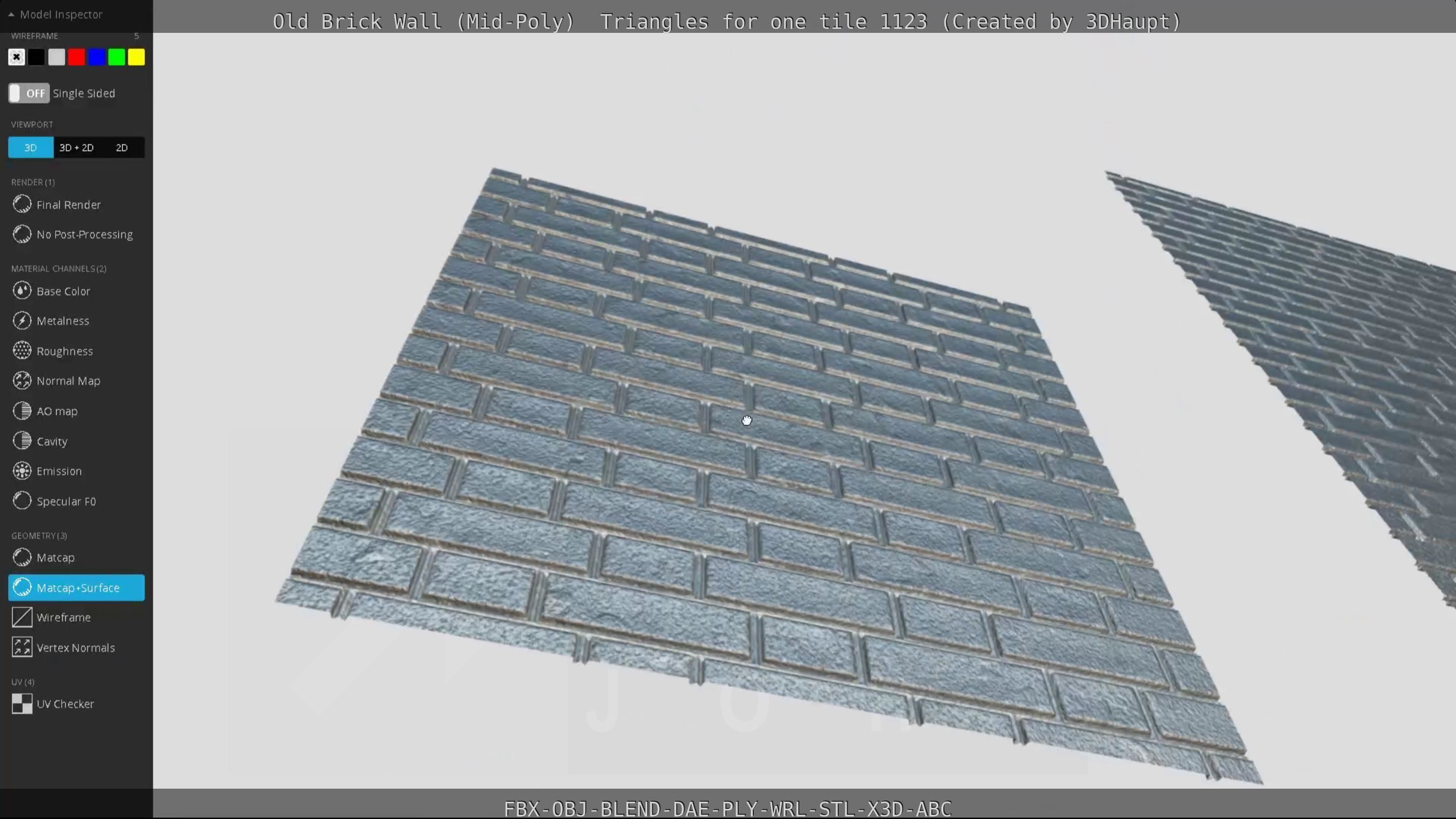 Old Brick Wall Mid-Poly Tile Low-poly 3D model_91