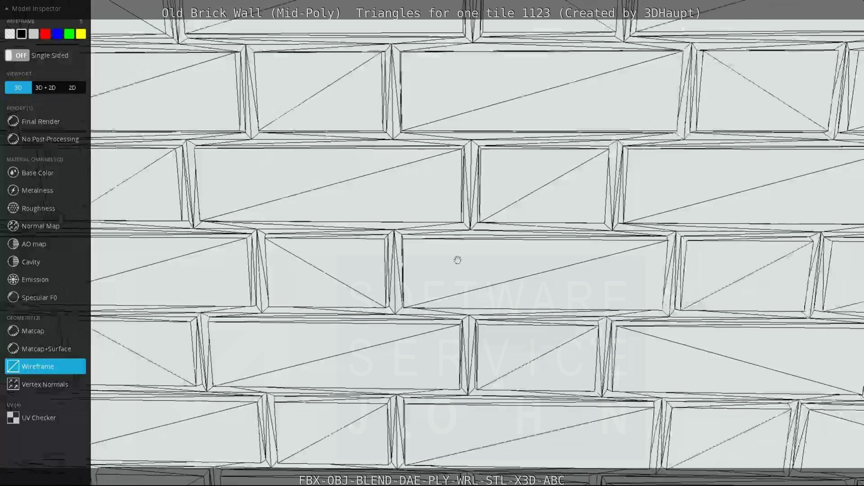 Old Brick Wall Mid-Poly Tile Low-poly 3D model_106