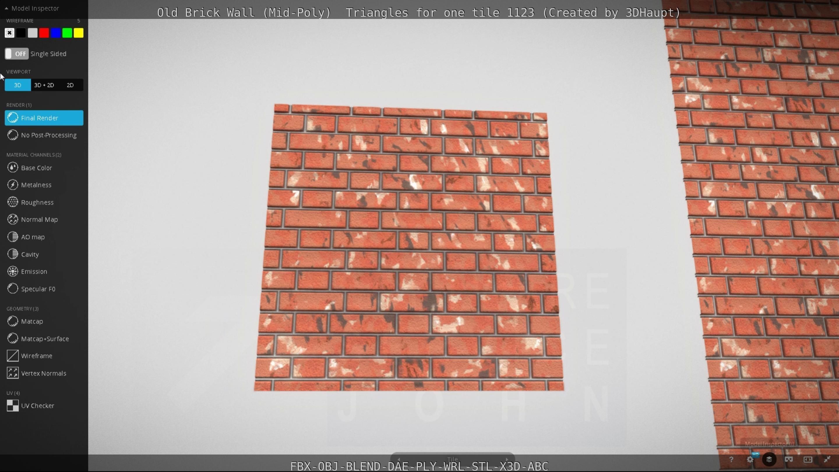 Old Brick Wall Mid-Poly Tile Low-poly 3D model_58