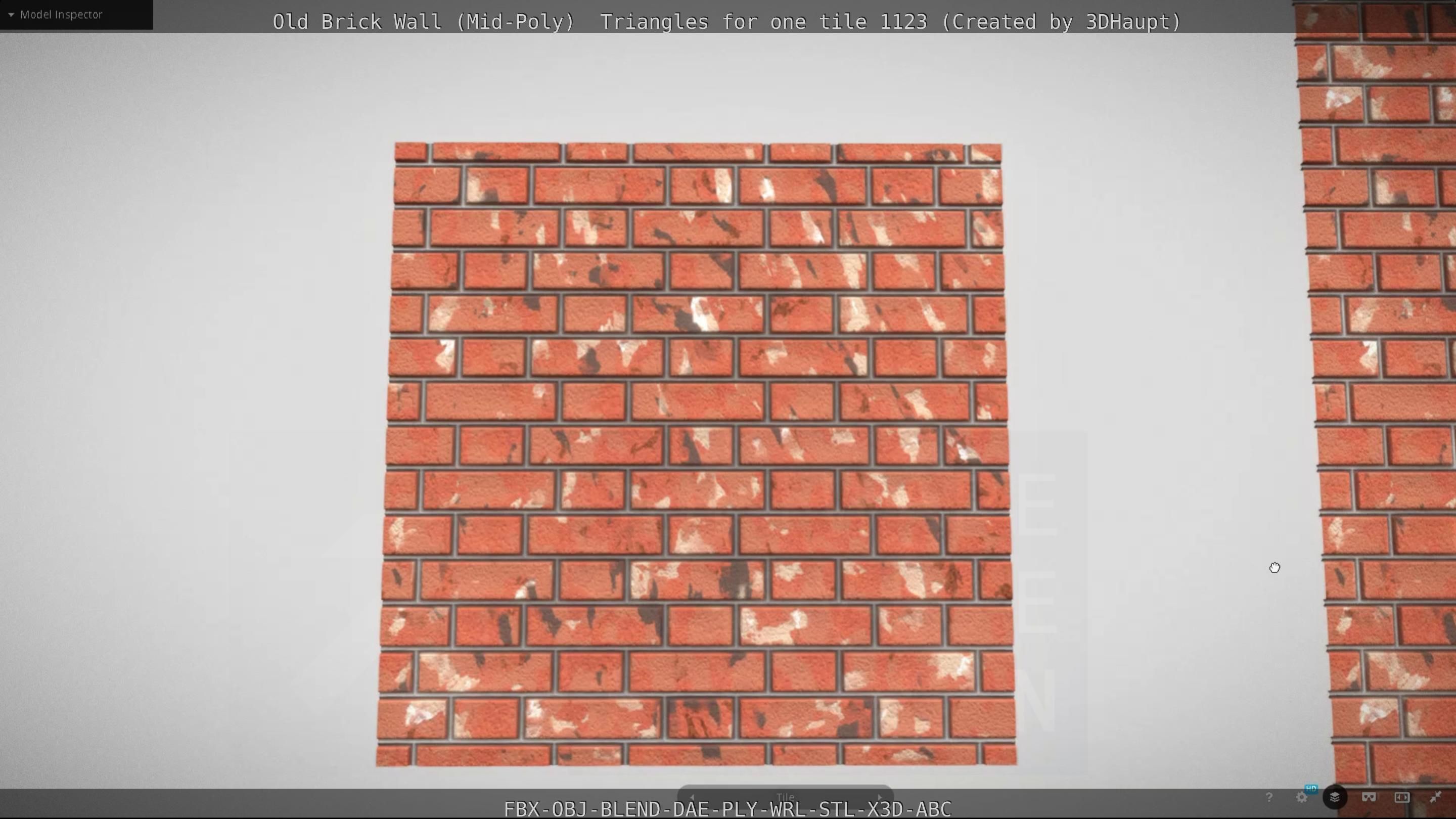 Old Brick Wall Mid-Poly Tile Low-poly 3D model_13
