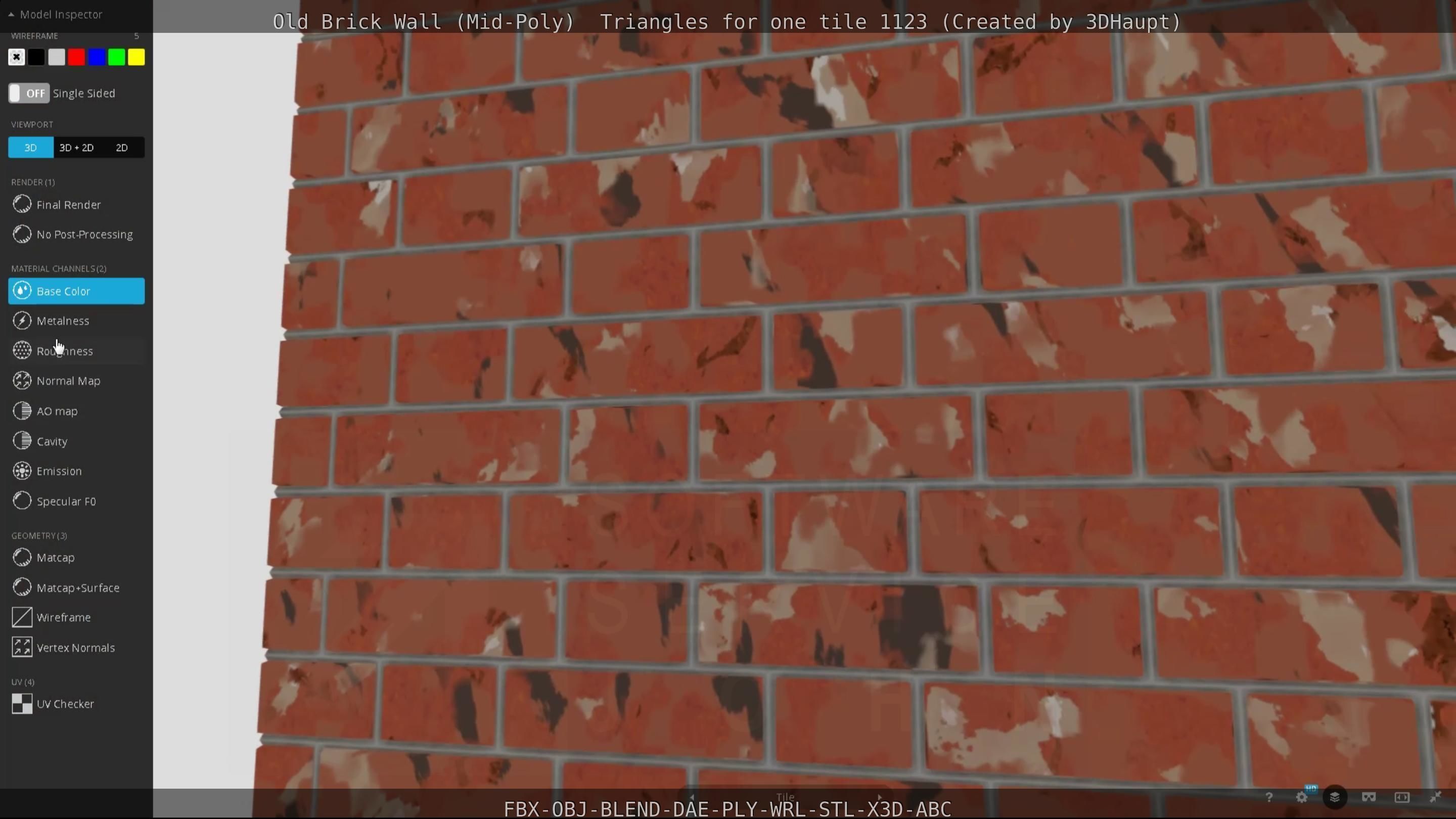Old Brick Wall Mid-Poly Tile Low-poly 3D model_69