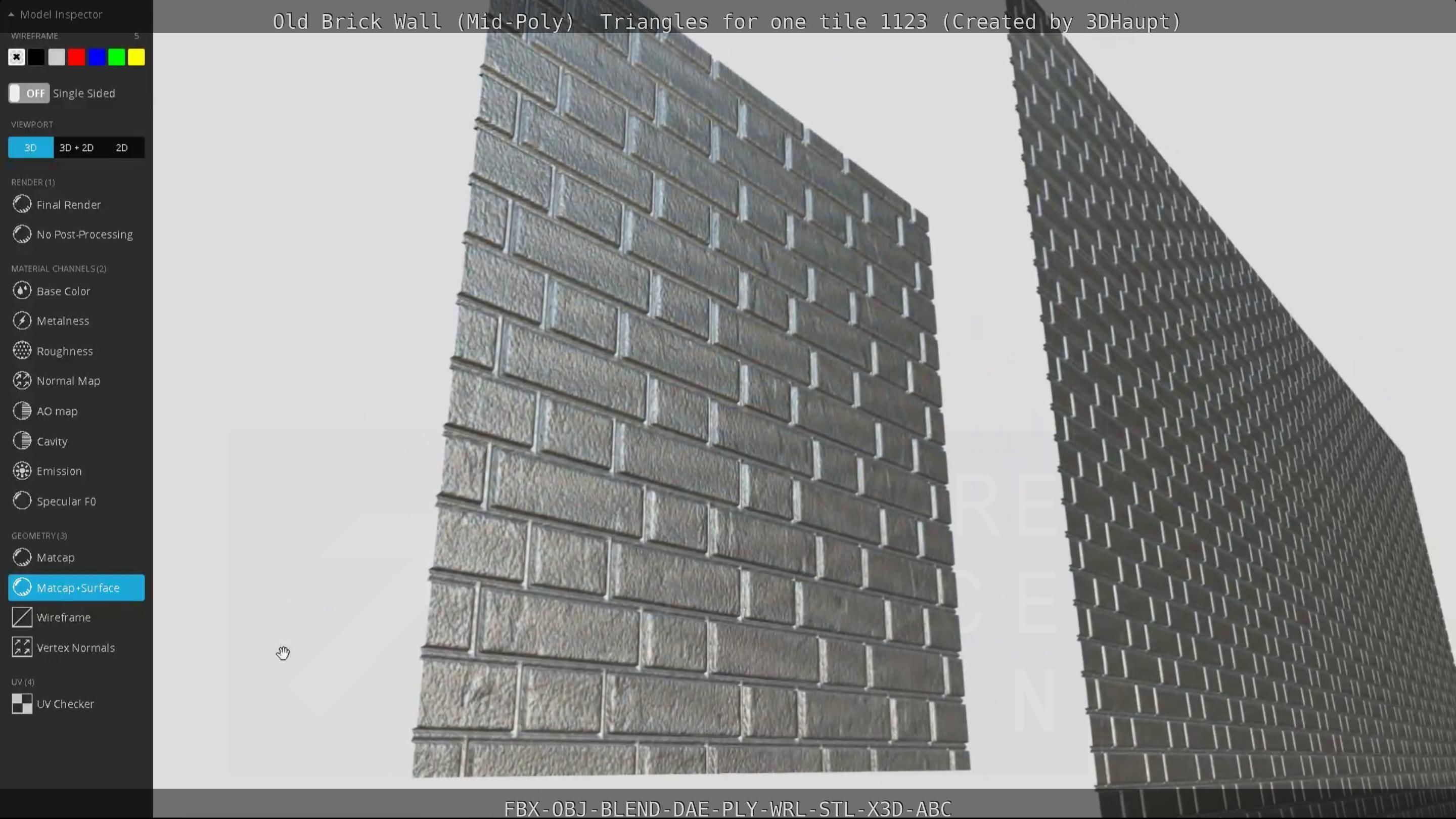 Old Brick Wall Mid-Poly Tile Low-poly 3D model_101