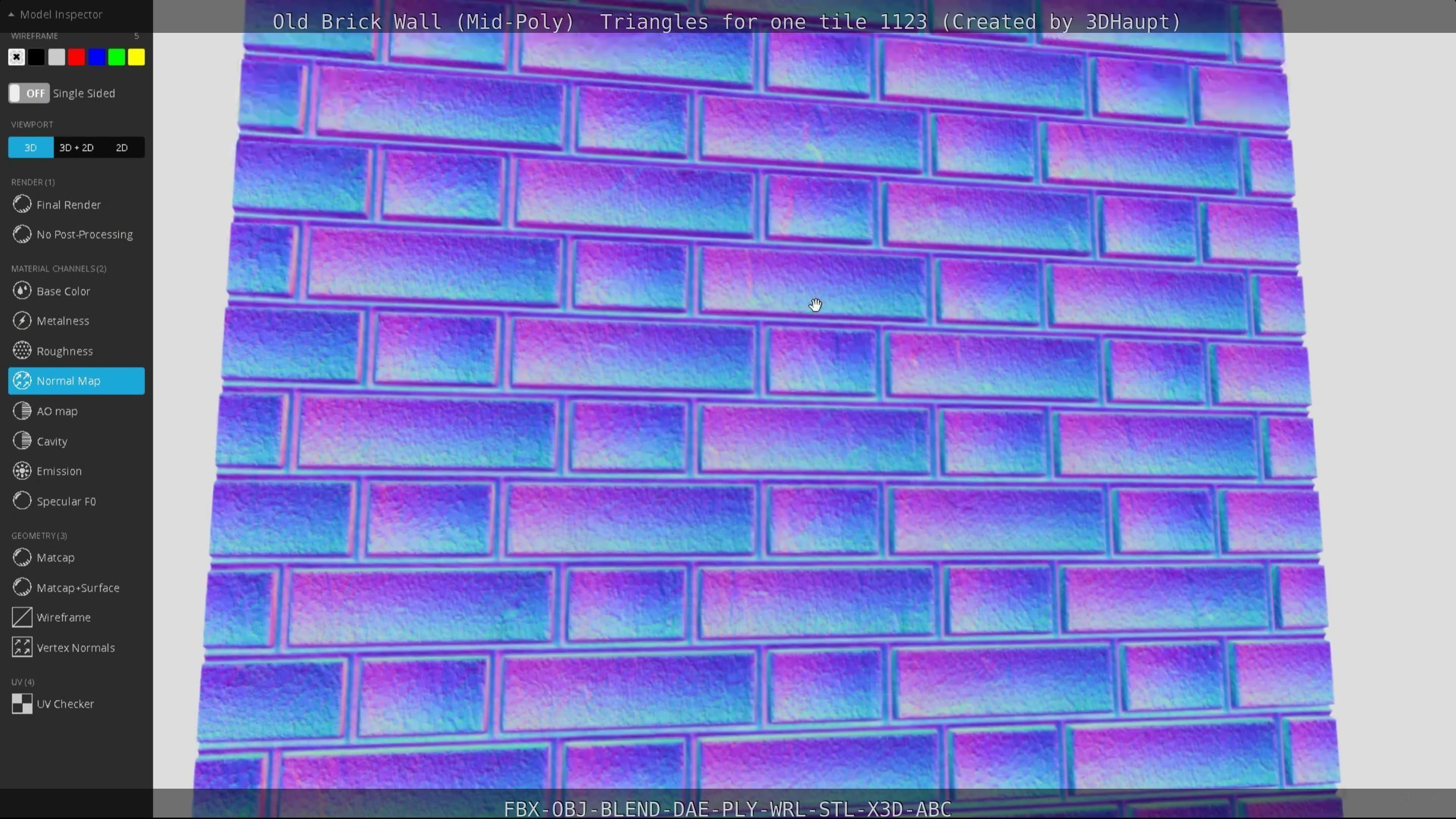 Old Brick Wall Mid-Poly Tile Low-poly 3D model_74