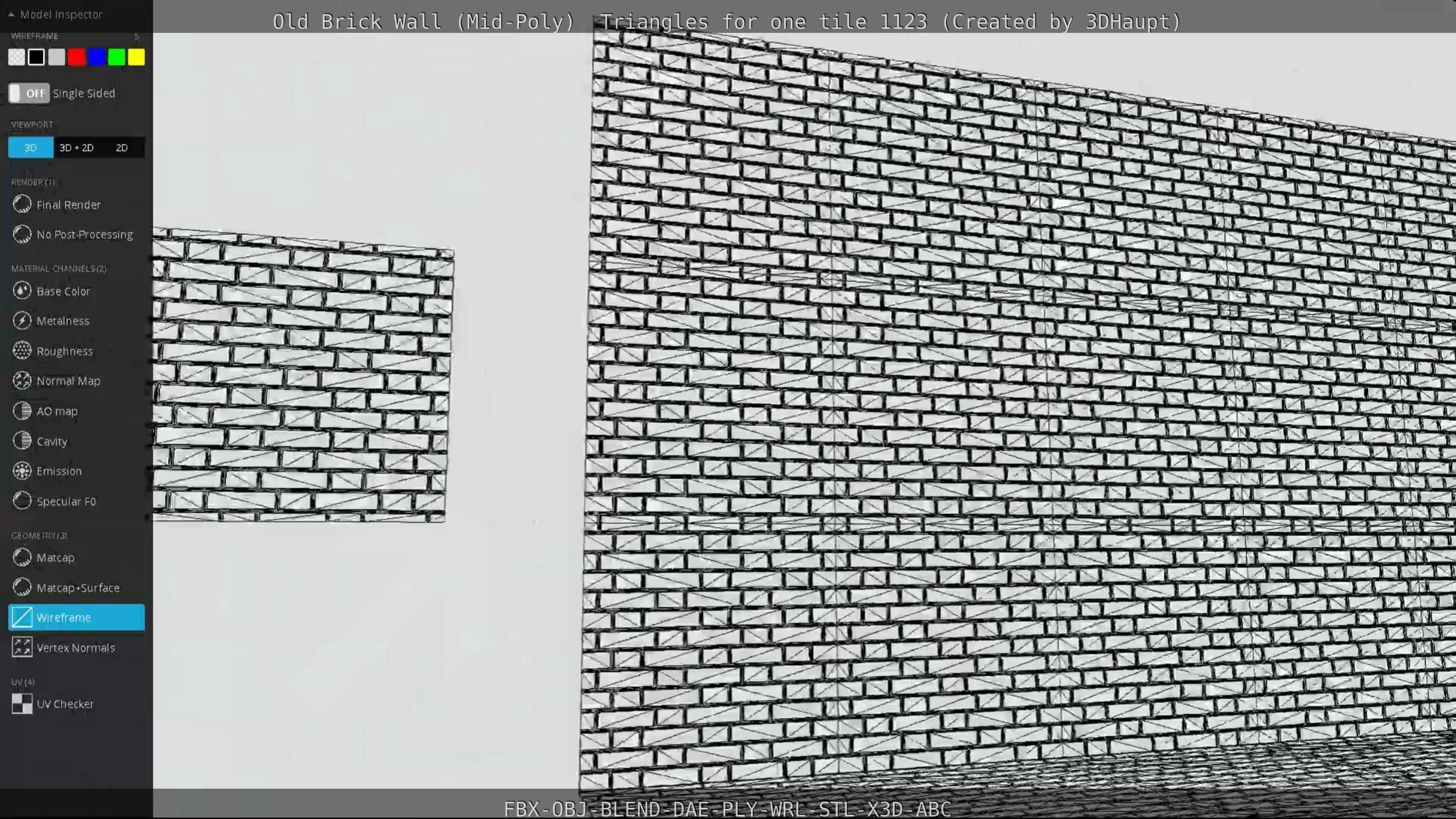 Old Brick Wall Mid-Poly Tile Low-poly 3D model_109