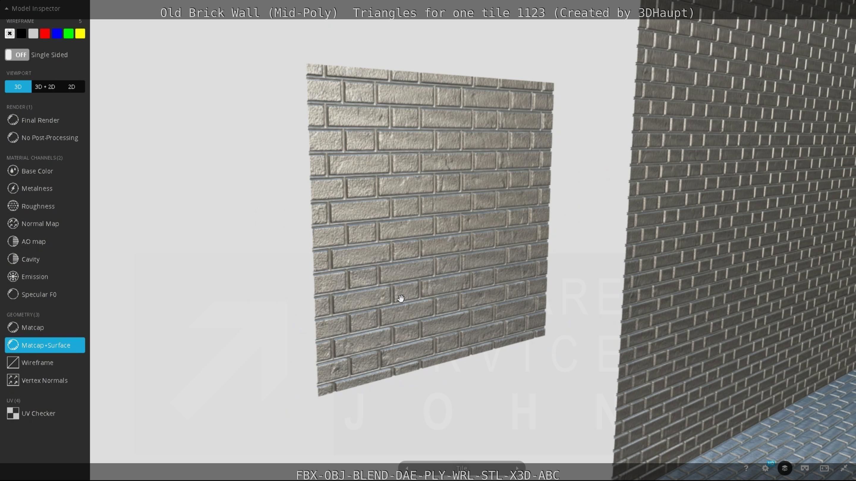Old Brick Wall Mid-Poly Tile Low-poly 3D model_94