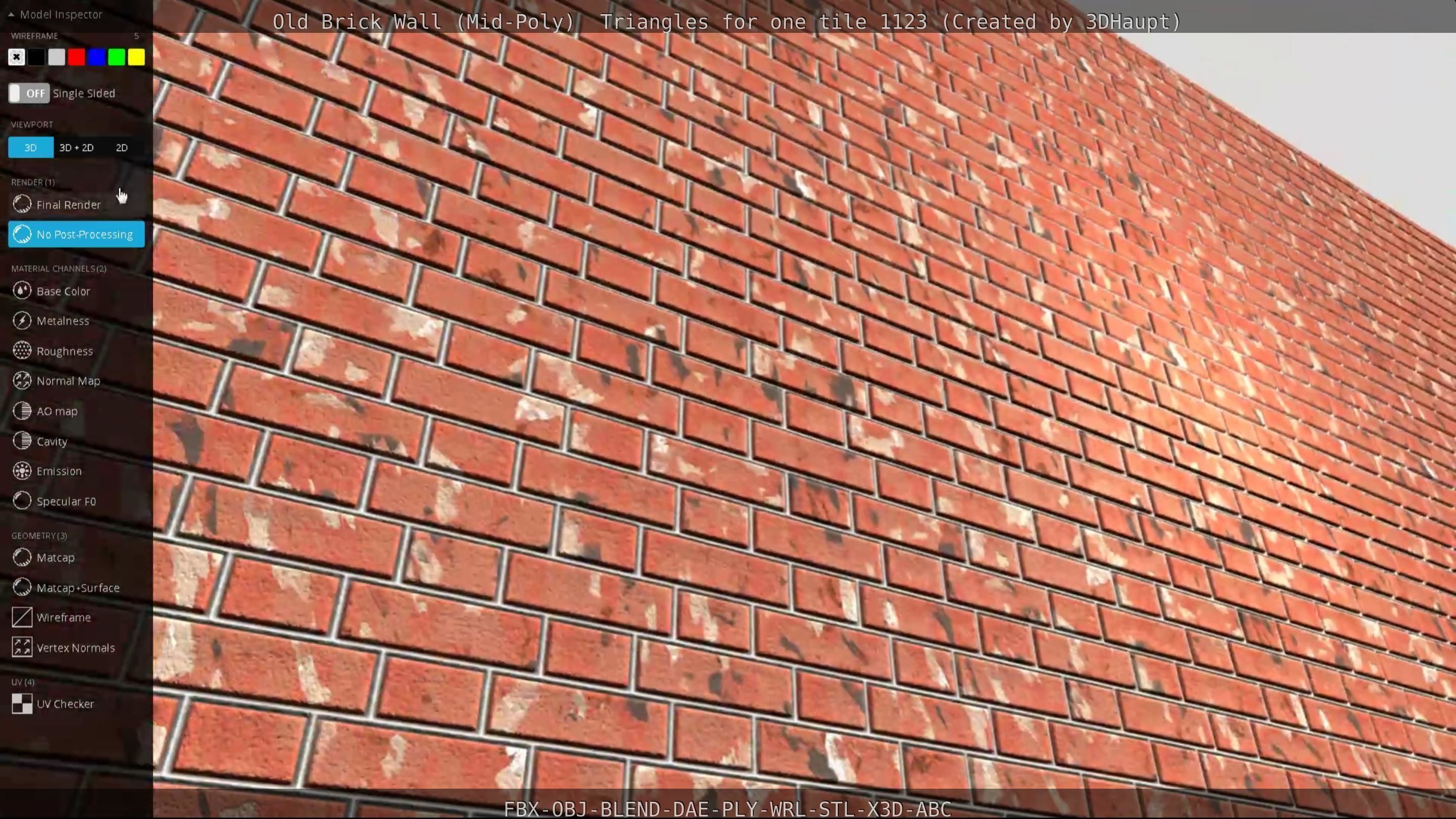 Old Brick Wall Mid-Poly Tile Low-poly 3D model_34