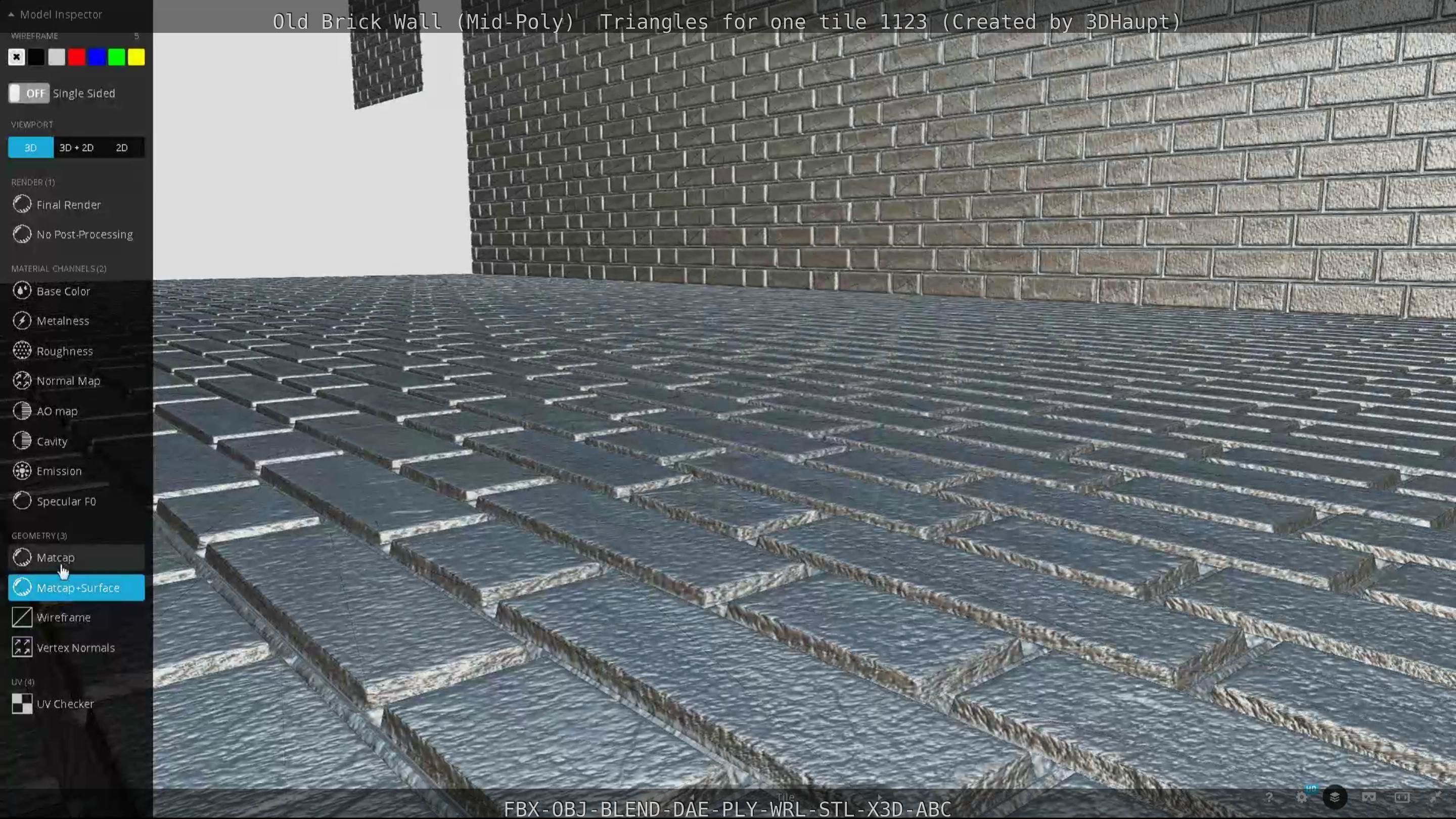 Old Brick Wall Mid-Poly Tile Low-poly 3D model_128
