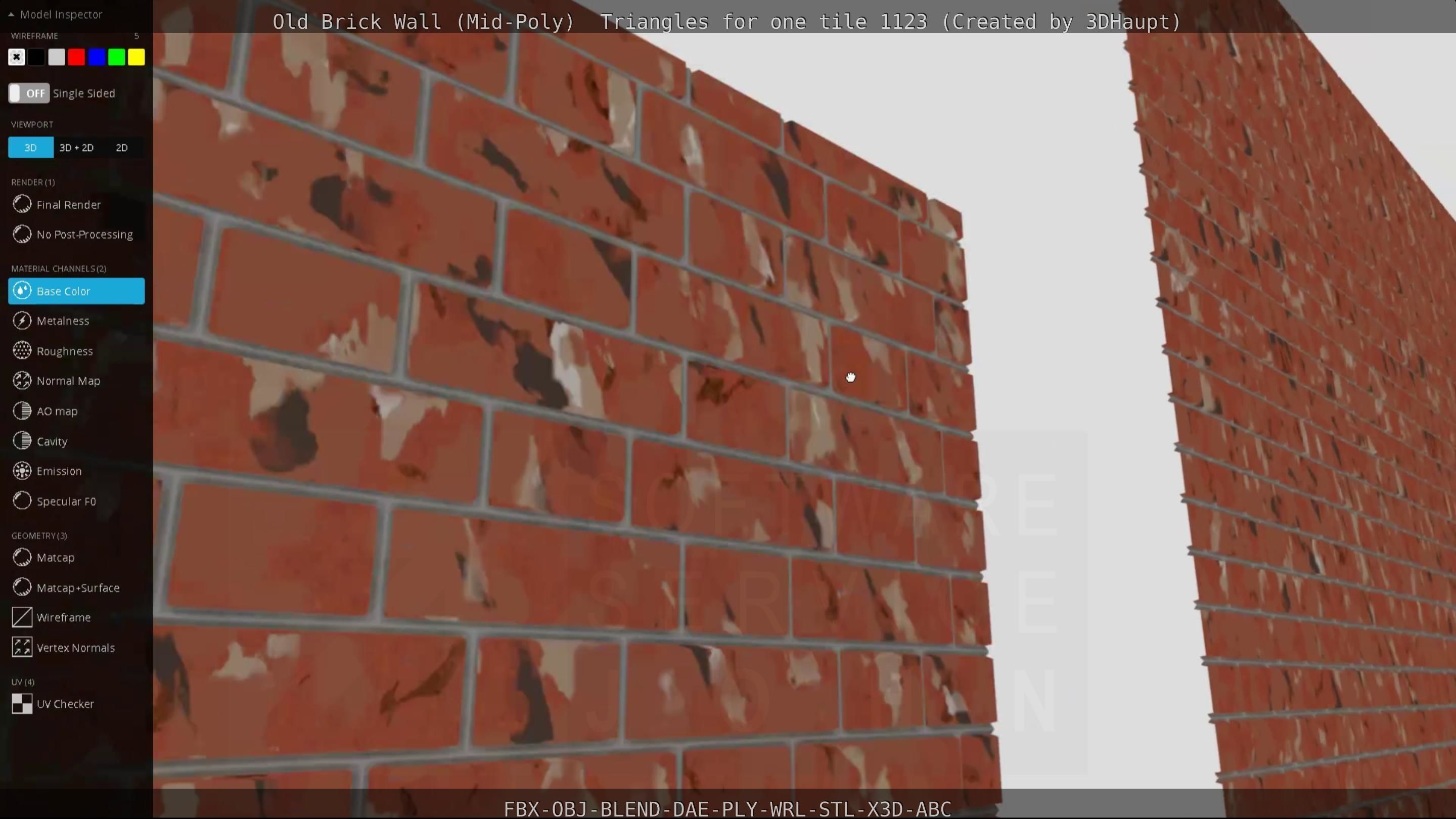 Old Brick Wall Mid-Poly Tile Low-poly 3D model_66