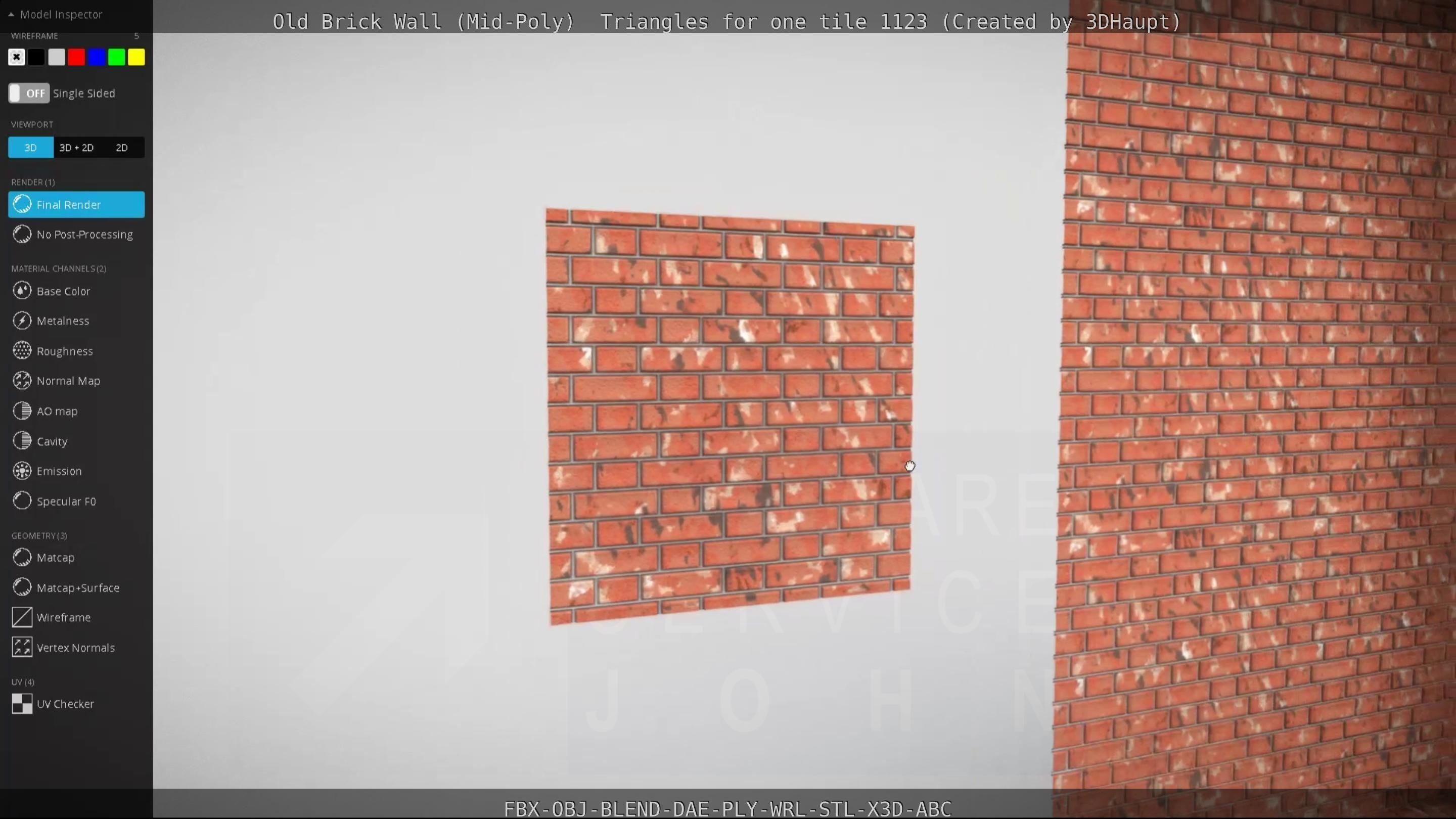 Old Brick Wall Mid-Poly Tile Low-poly 3D model_111