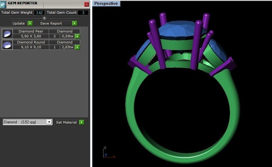 Diamond Engagement Ring 3D print model_2