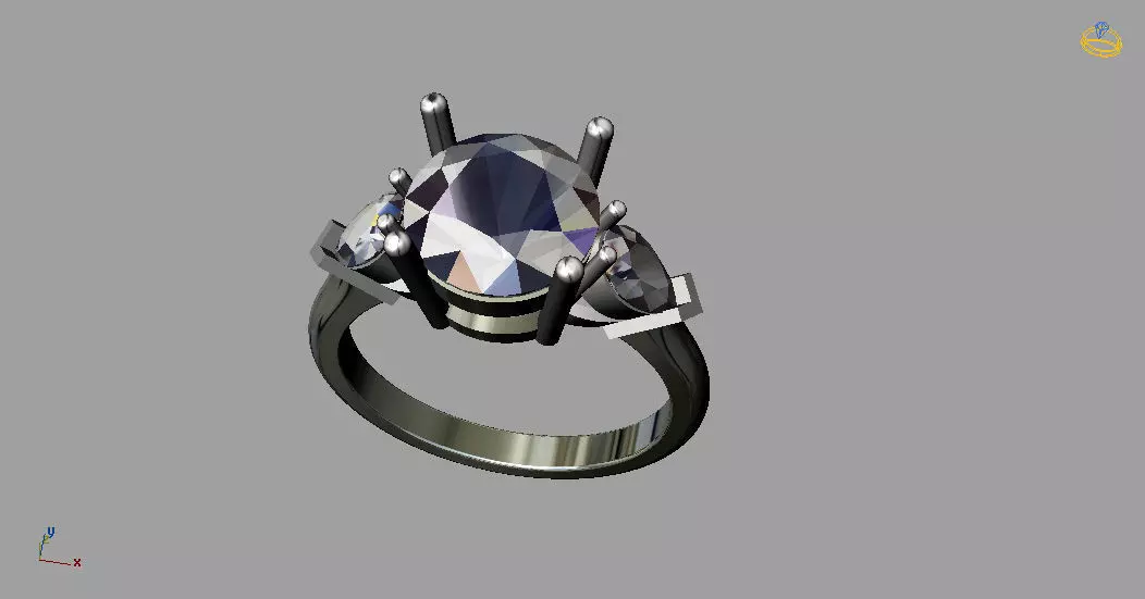 Diamond Engagement Ring 3D print model_0