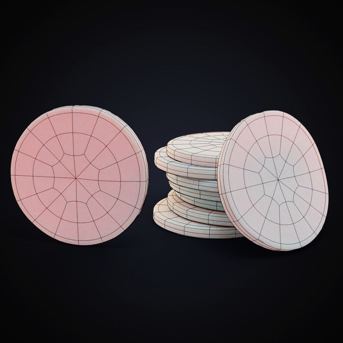 Lemon slice Low-poly 3D model_3