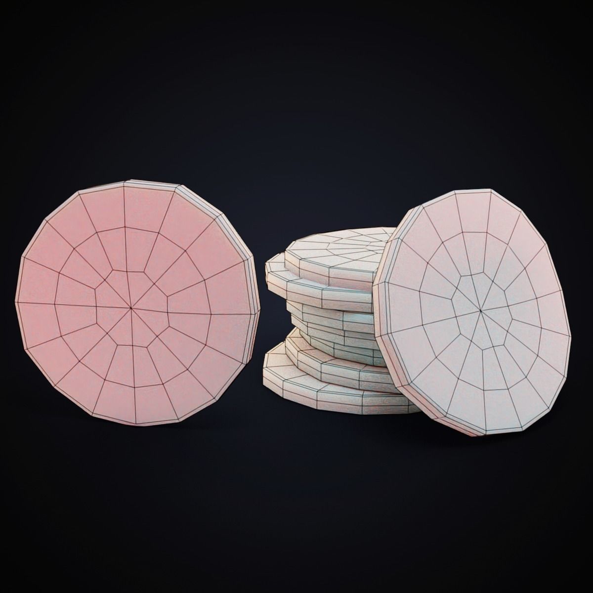 Lemon slice Low-poly 3D model_2