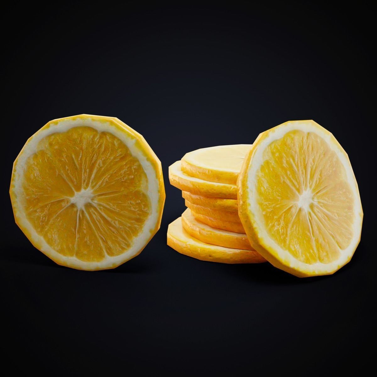 Lemon slice Low-poly 3D model_1