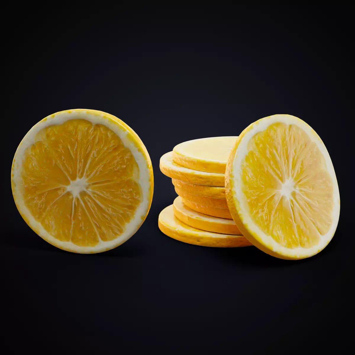 Lemon slice Low-poly 3D model_0
