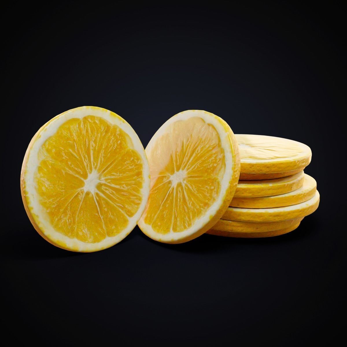 Lemon slice Low-poly 3D model_4