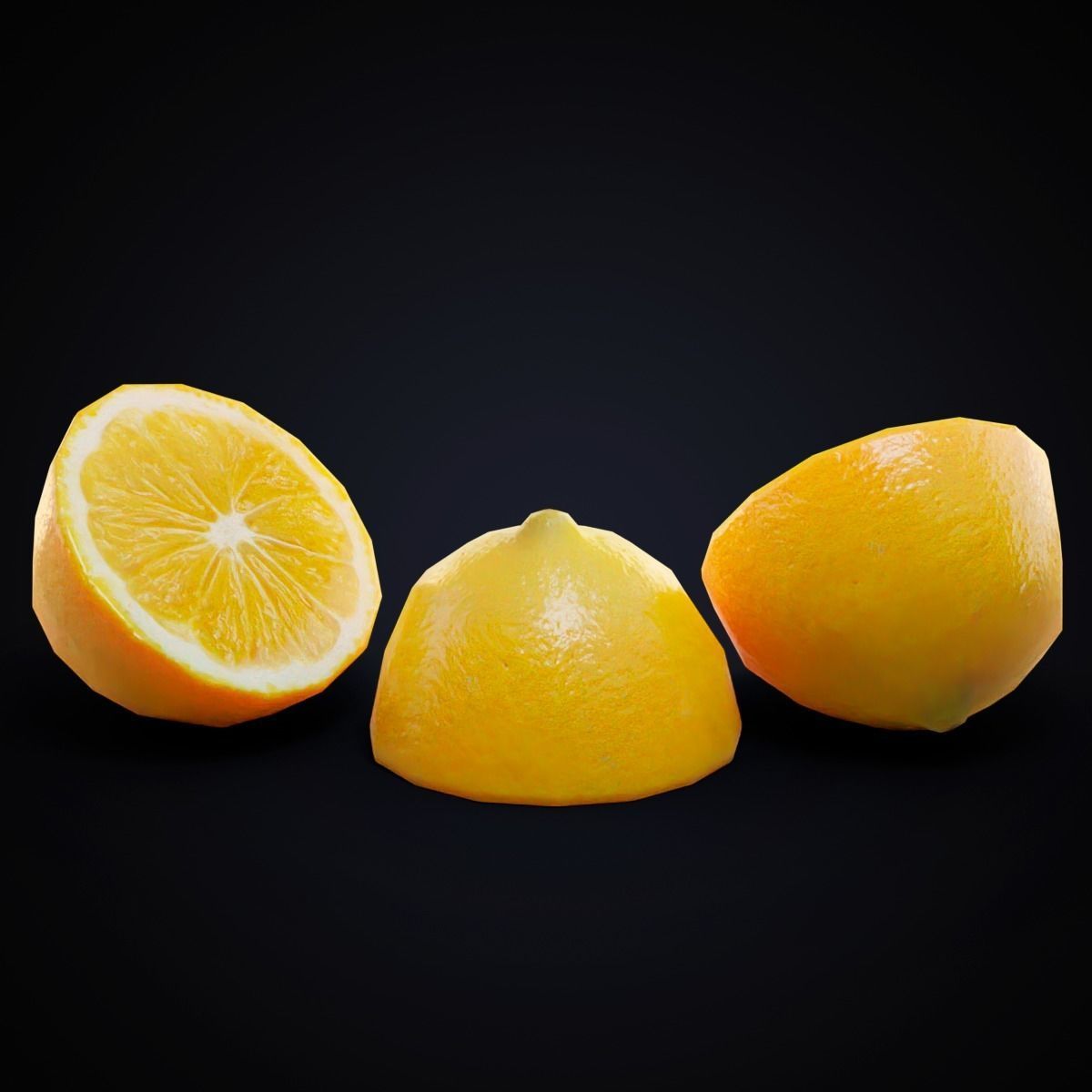 Lemon half Low-poly 3D model_1