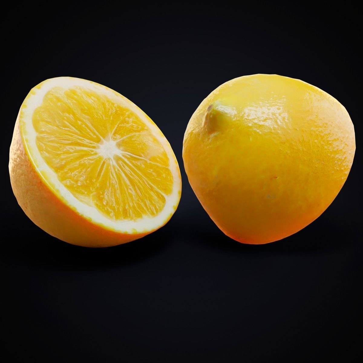 Lemon half Low-poly 3D model_4