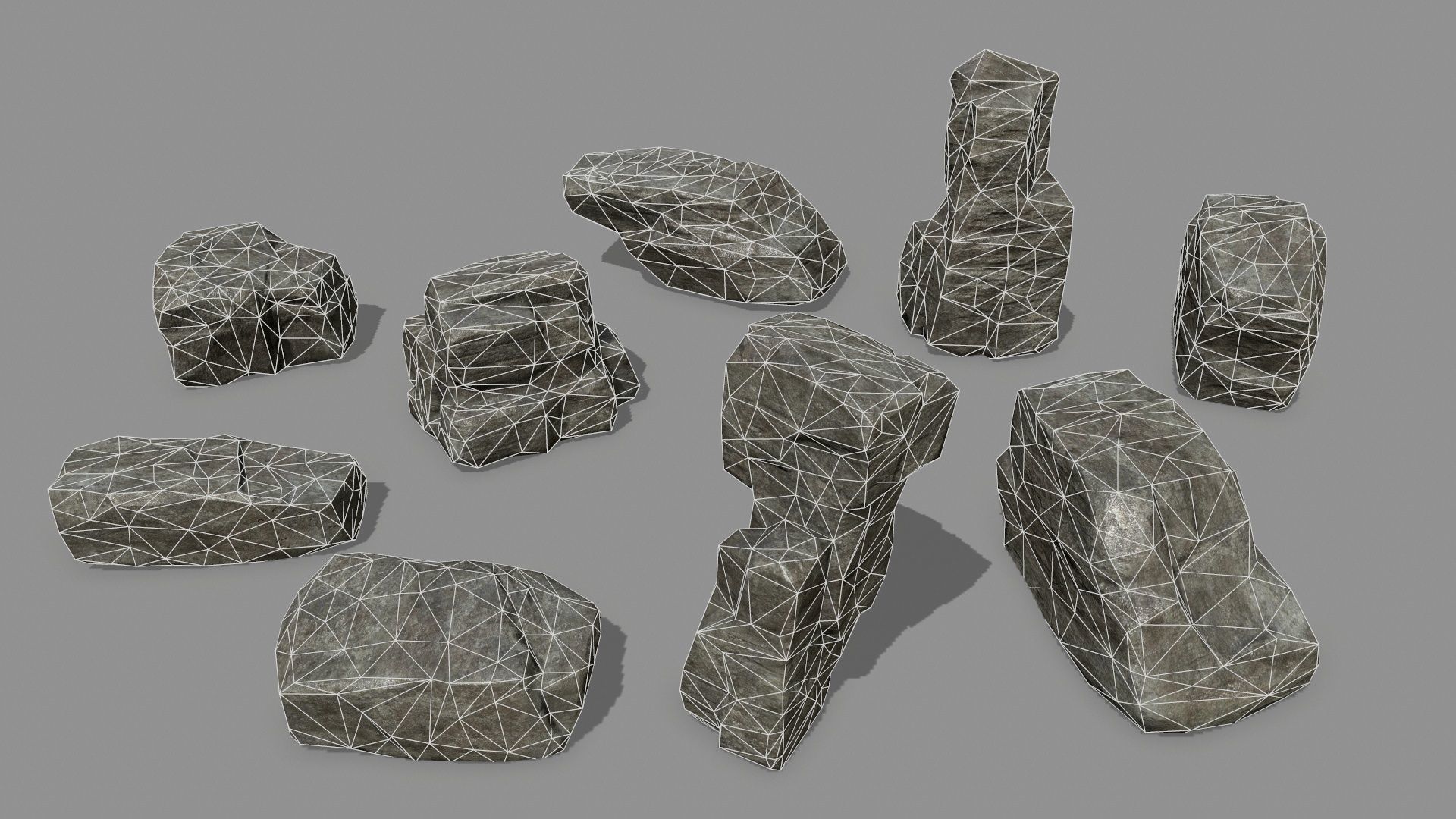 Rock Set Low-poly 3D model_2