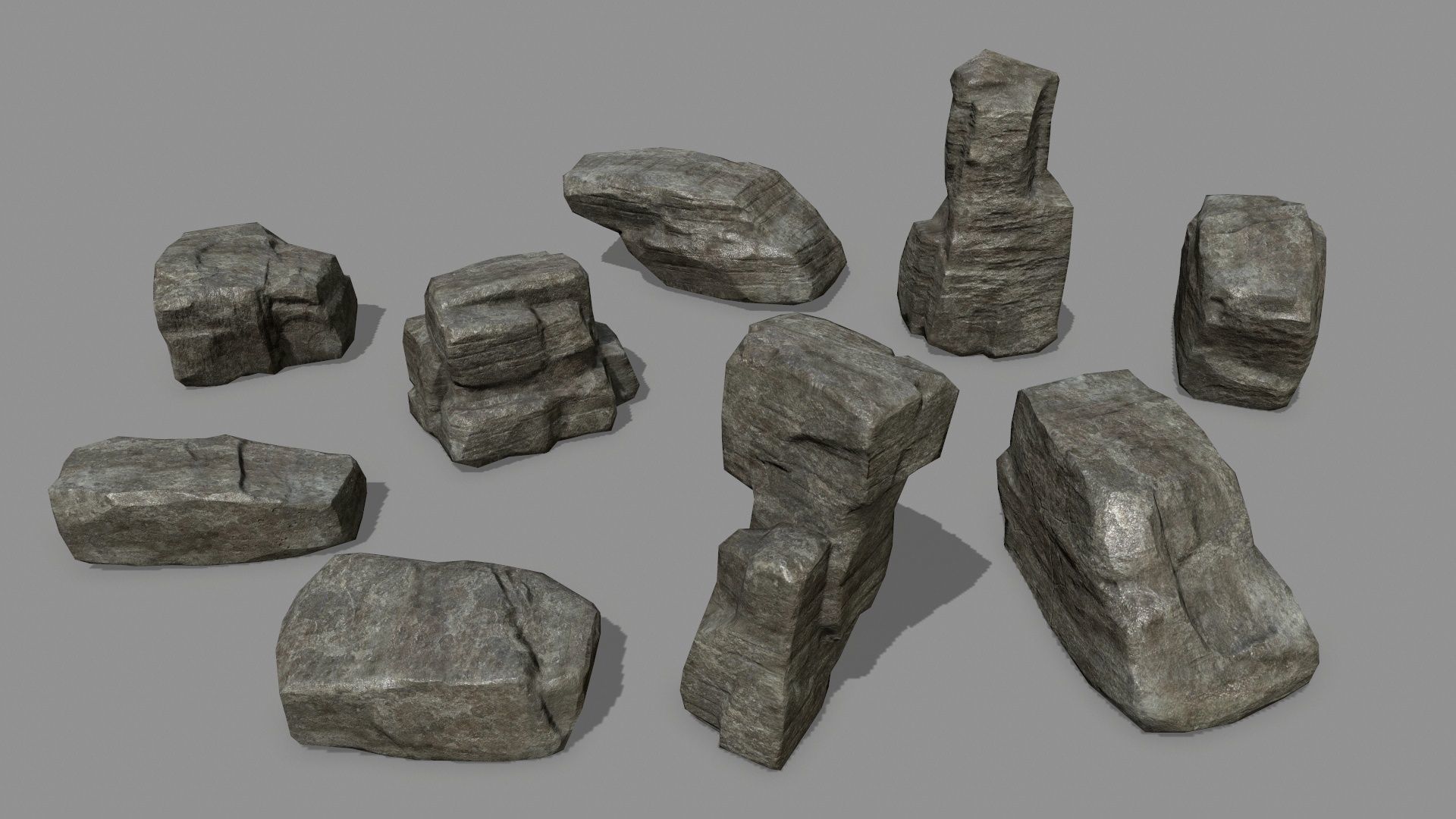 Rock Set Low-poly 3D model_1