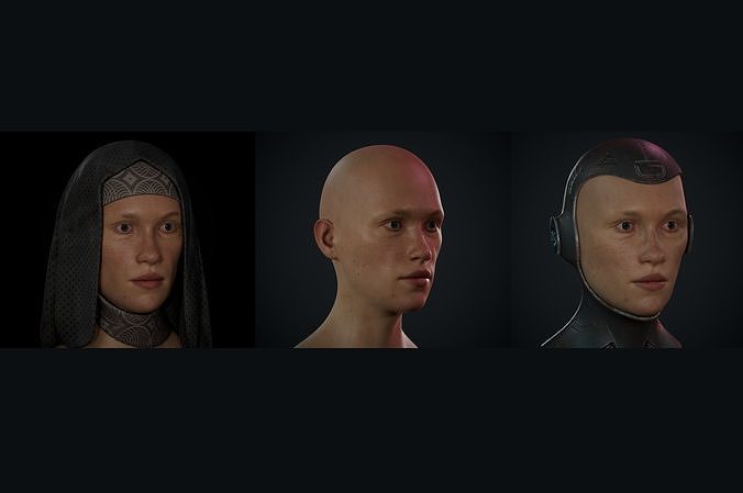 Woman Realistic Busts Game Ready Low-poly 3D model