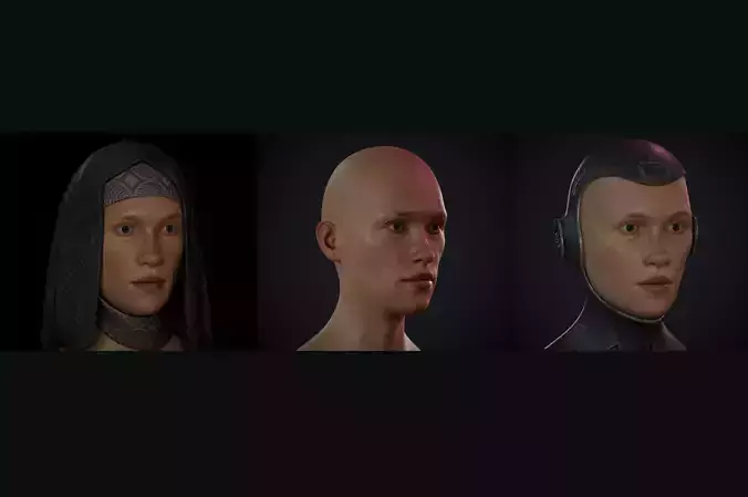 Woman Realistic Busts Game Ready Low-poly 3D model