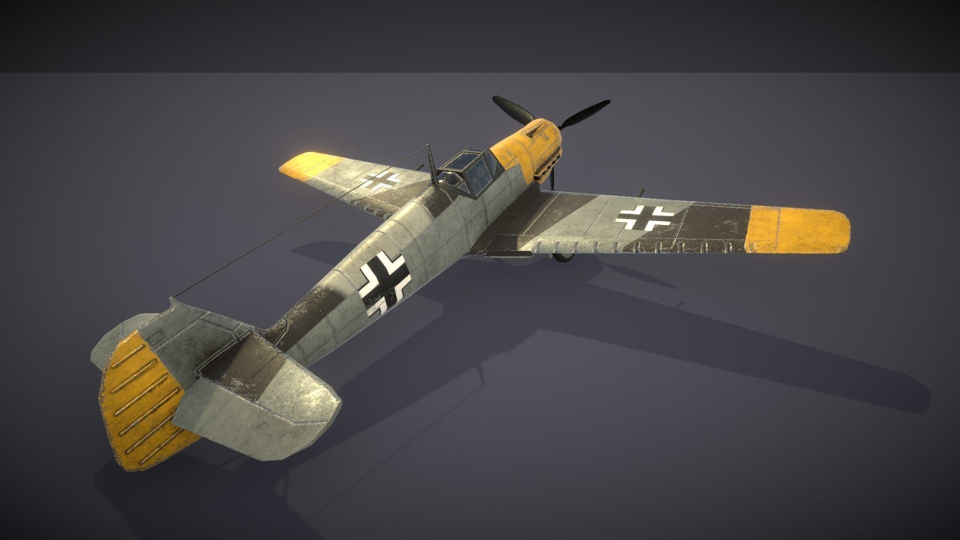 Messerschmitt BF109E Low-poly 3D model_6