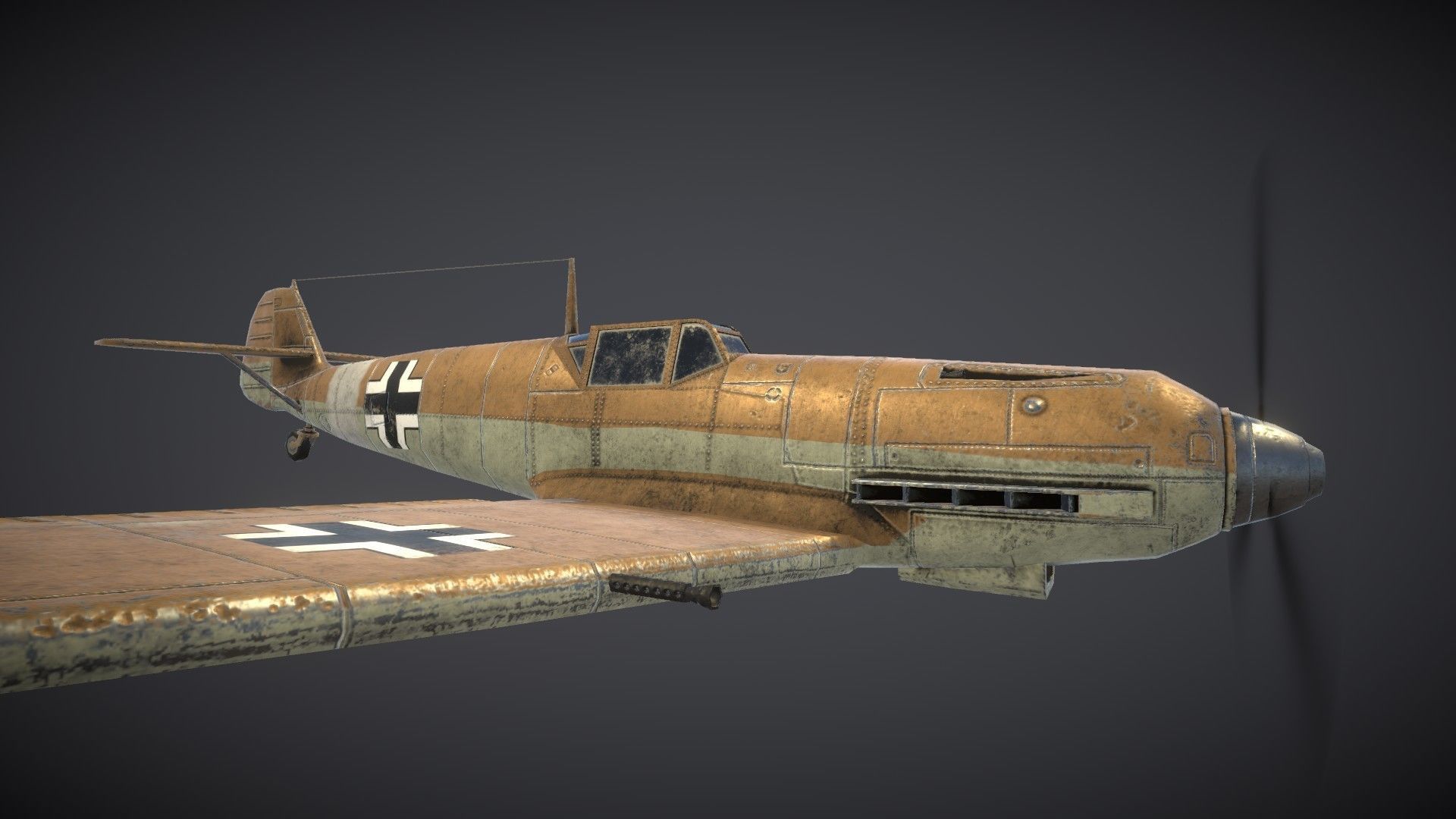 Messerschmitt BF109E Low-poly 3D model_4