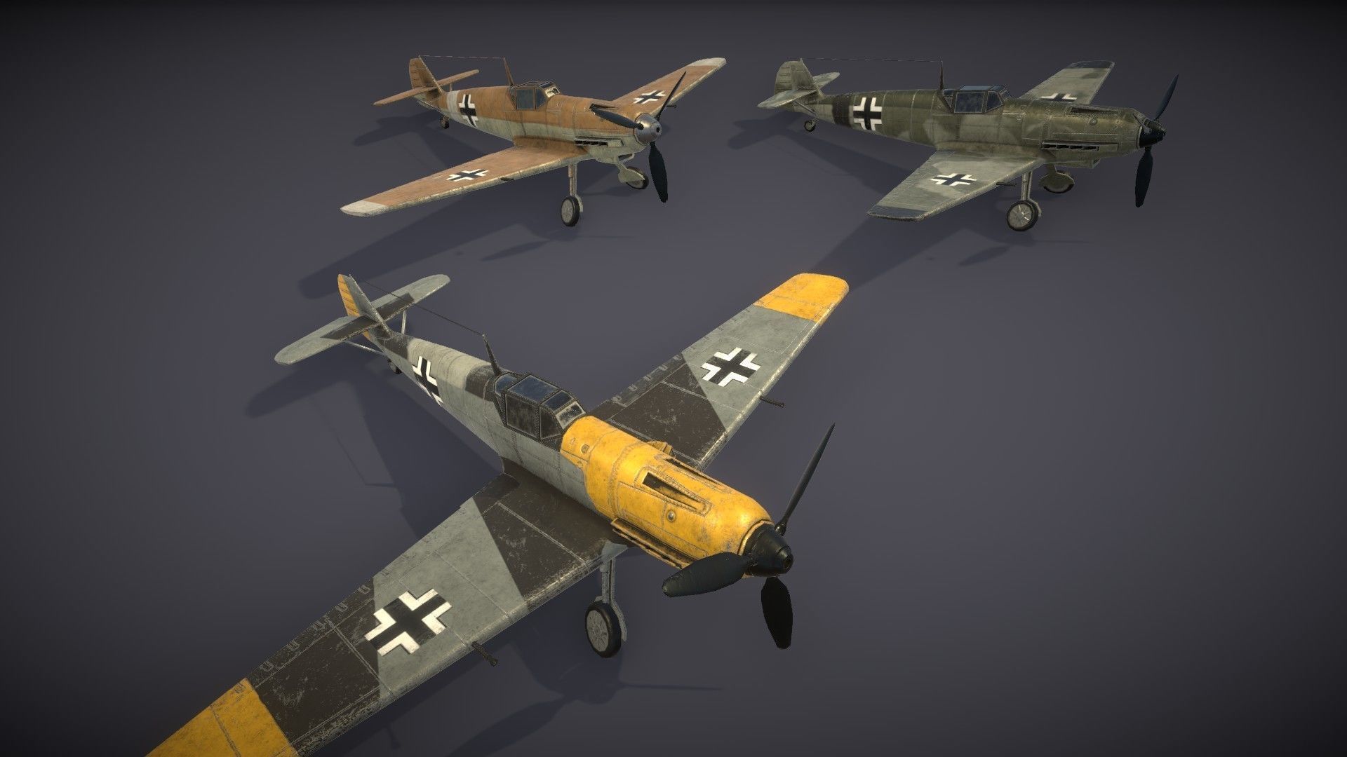 Messerschmitt BF109E Low-poly 3D model_2