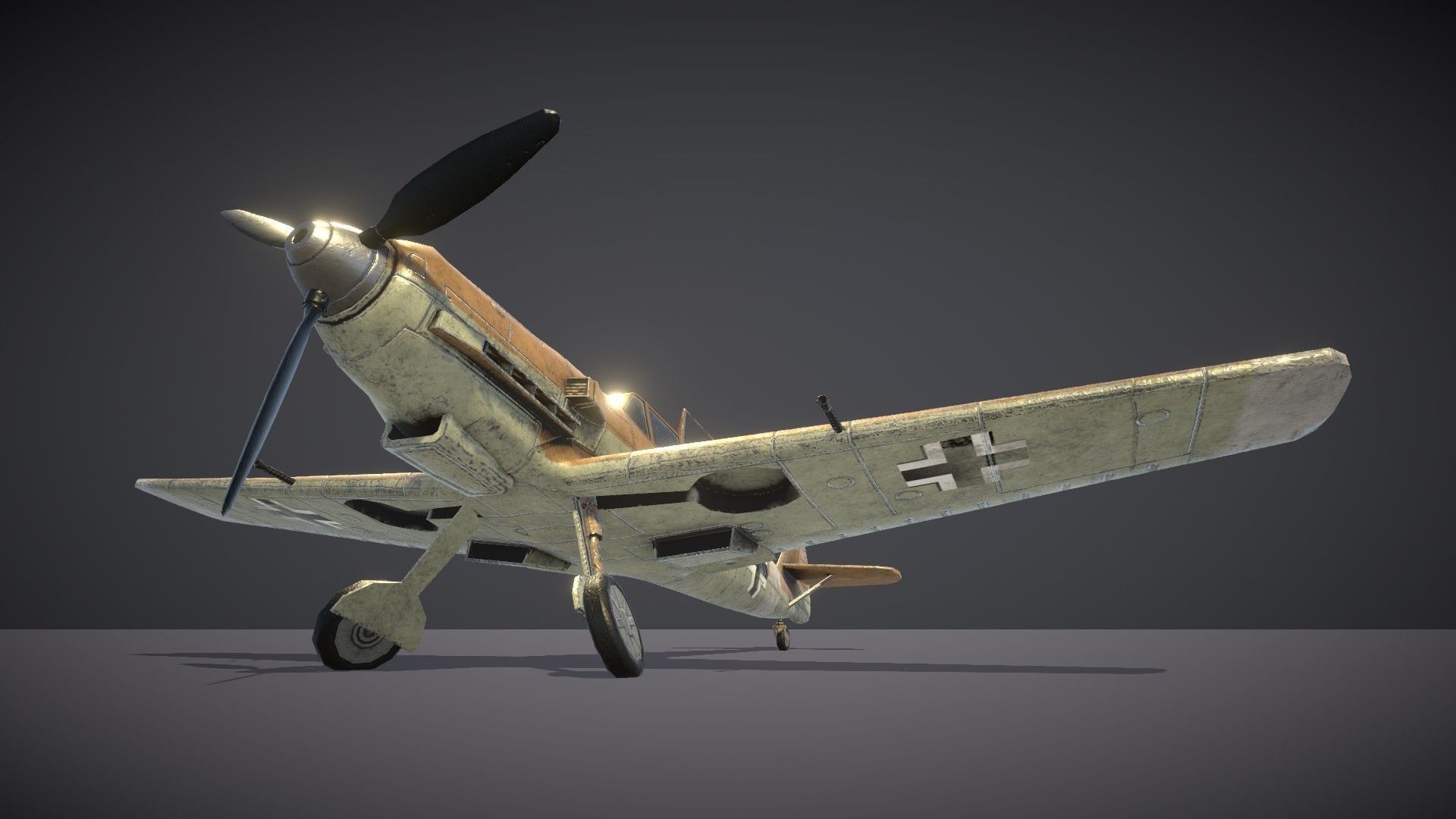 Messerschmitt BF109E Low-poly 3D model_9