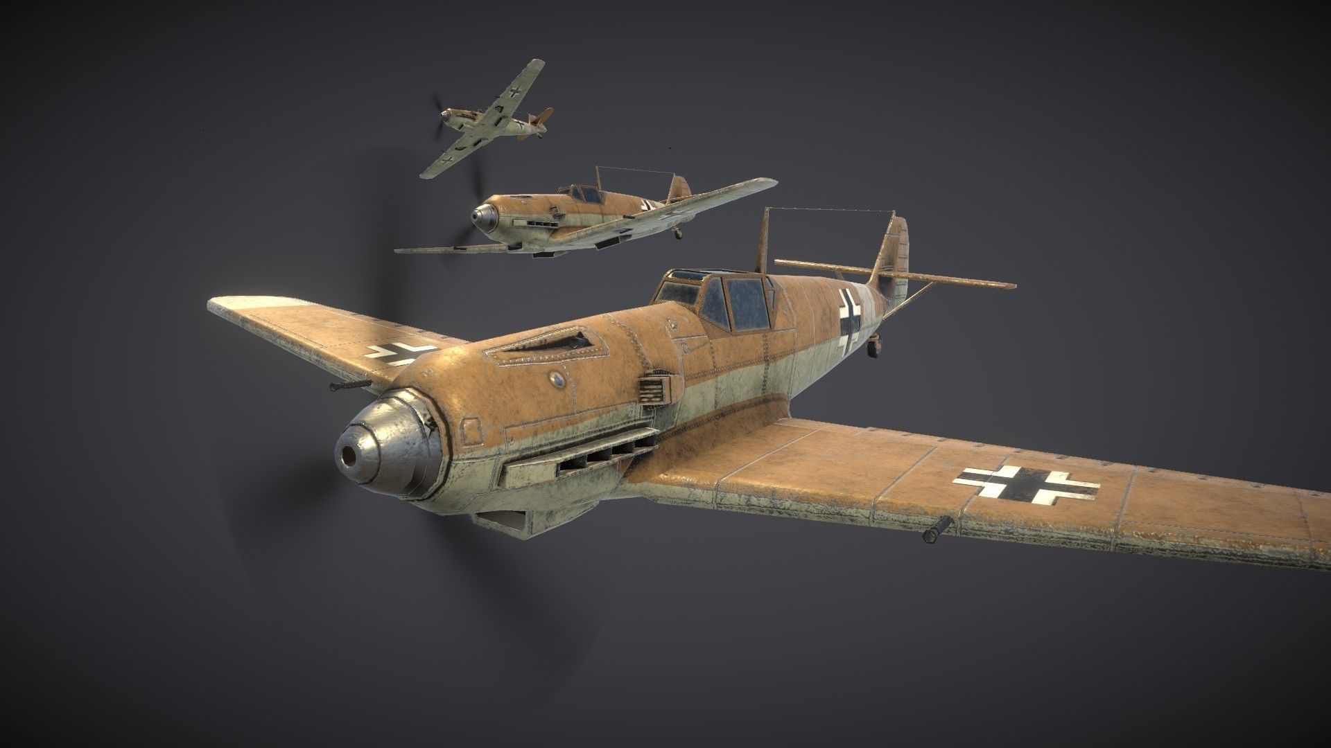 Messerschmitt BF109E Low-poly 3D model_15