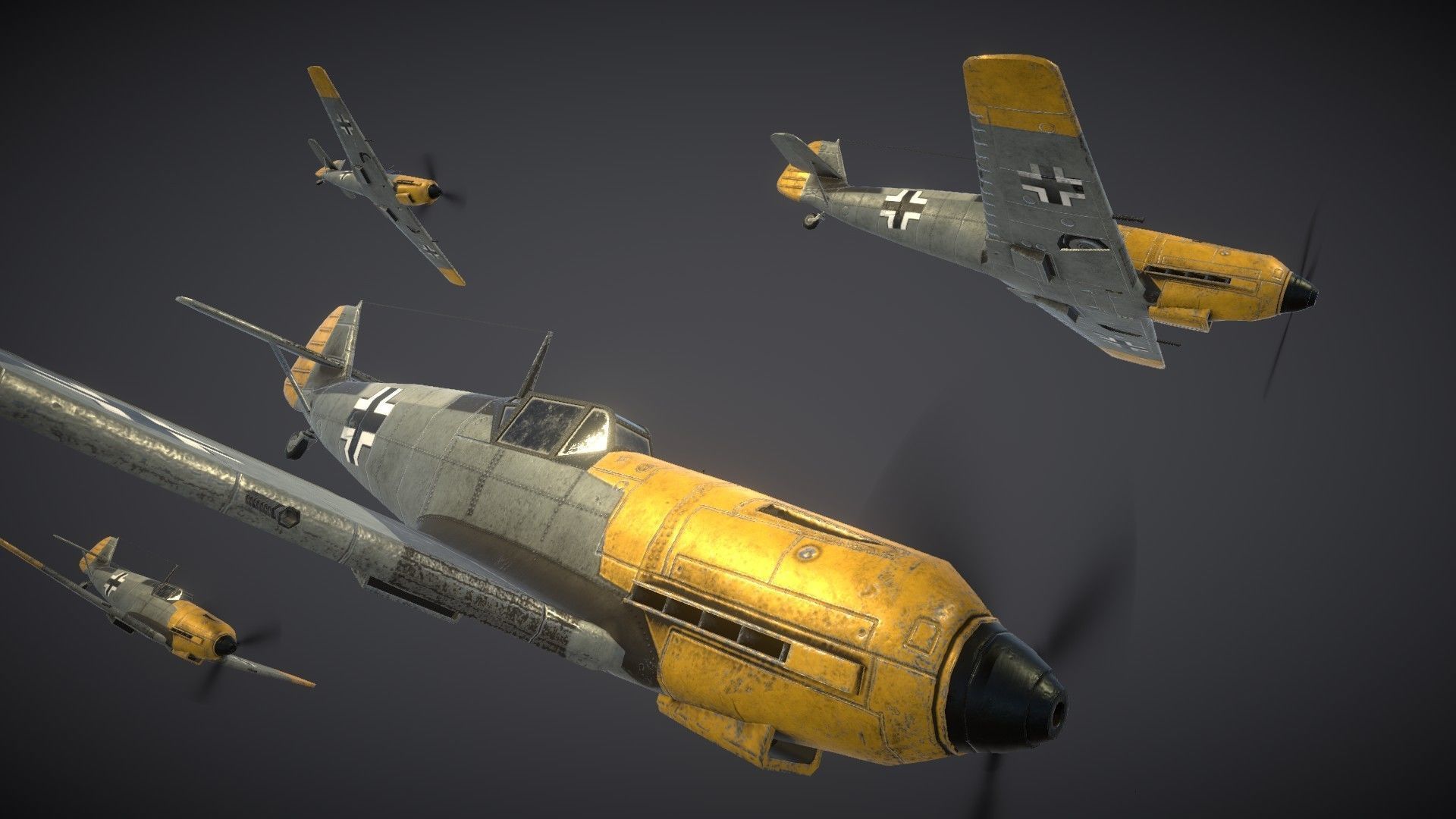 Messerschmitt BF109E Low-poly 3D model_19