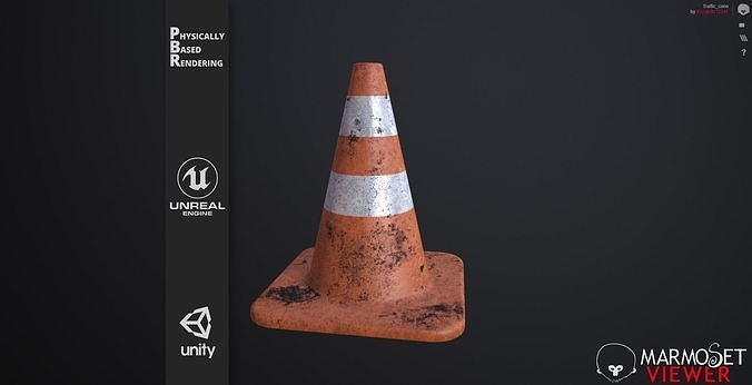 Traffic Cone high poly PBR 3D model