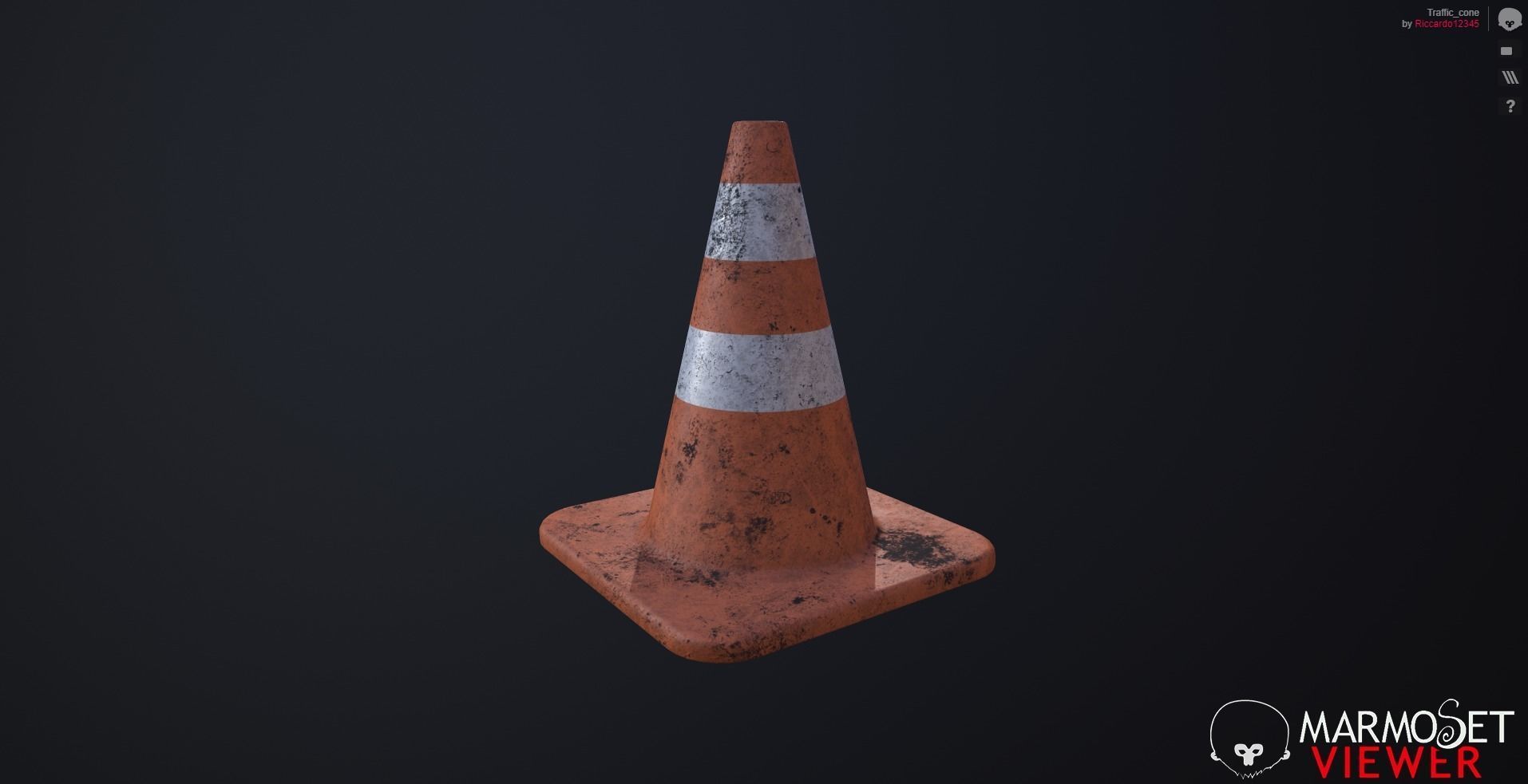 Traffic Cone high poly PBR 3D model_2