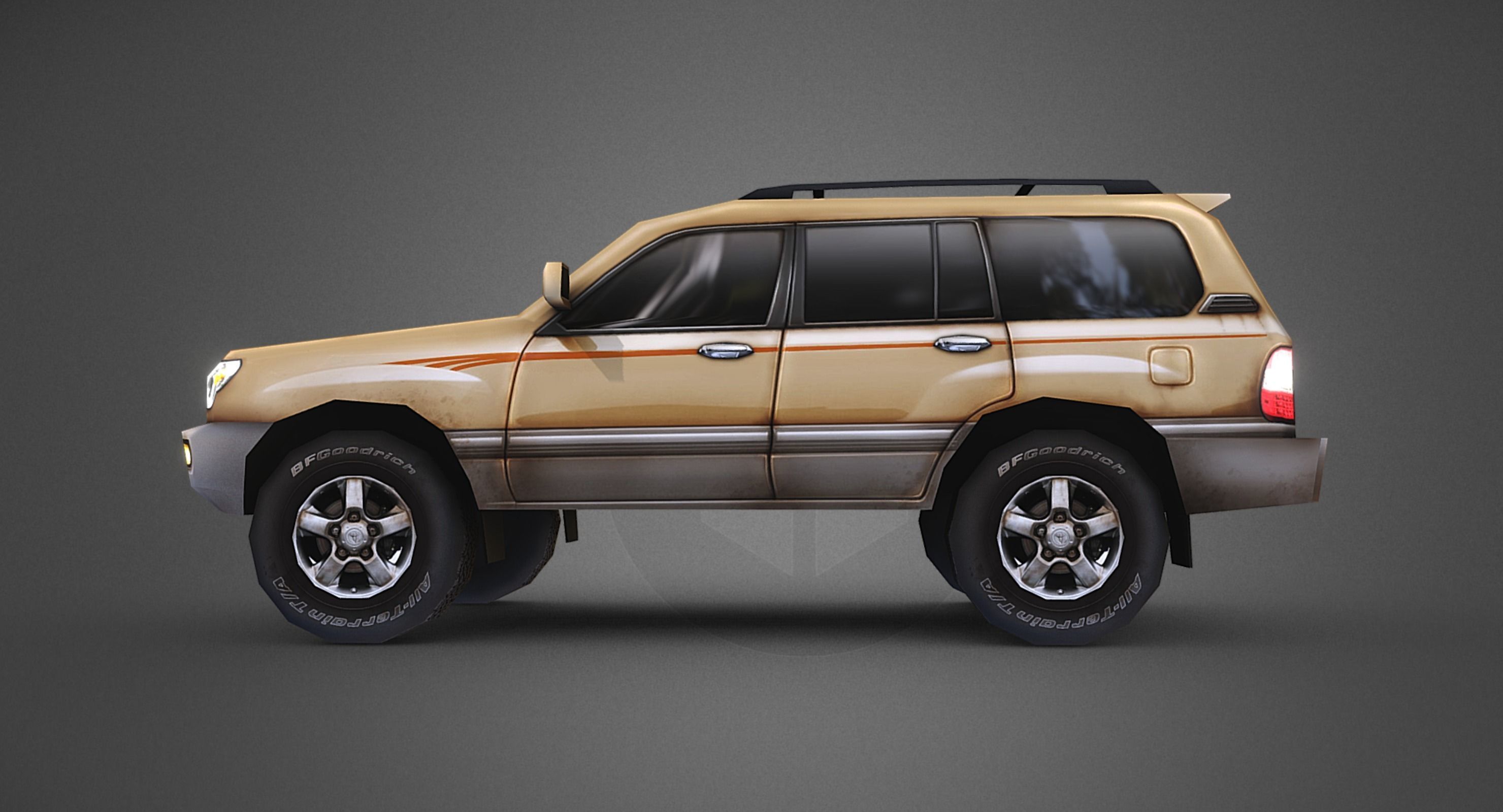 Low Poly 100 Series Landcruiser Low-poly 3D model_1